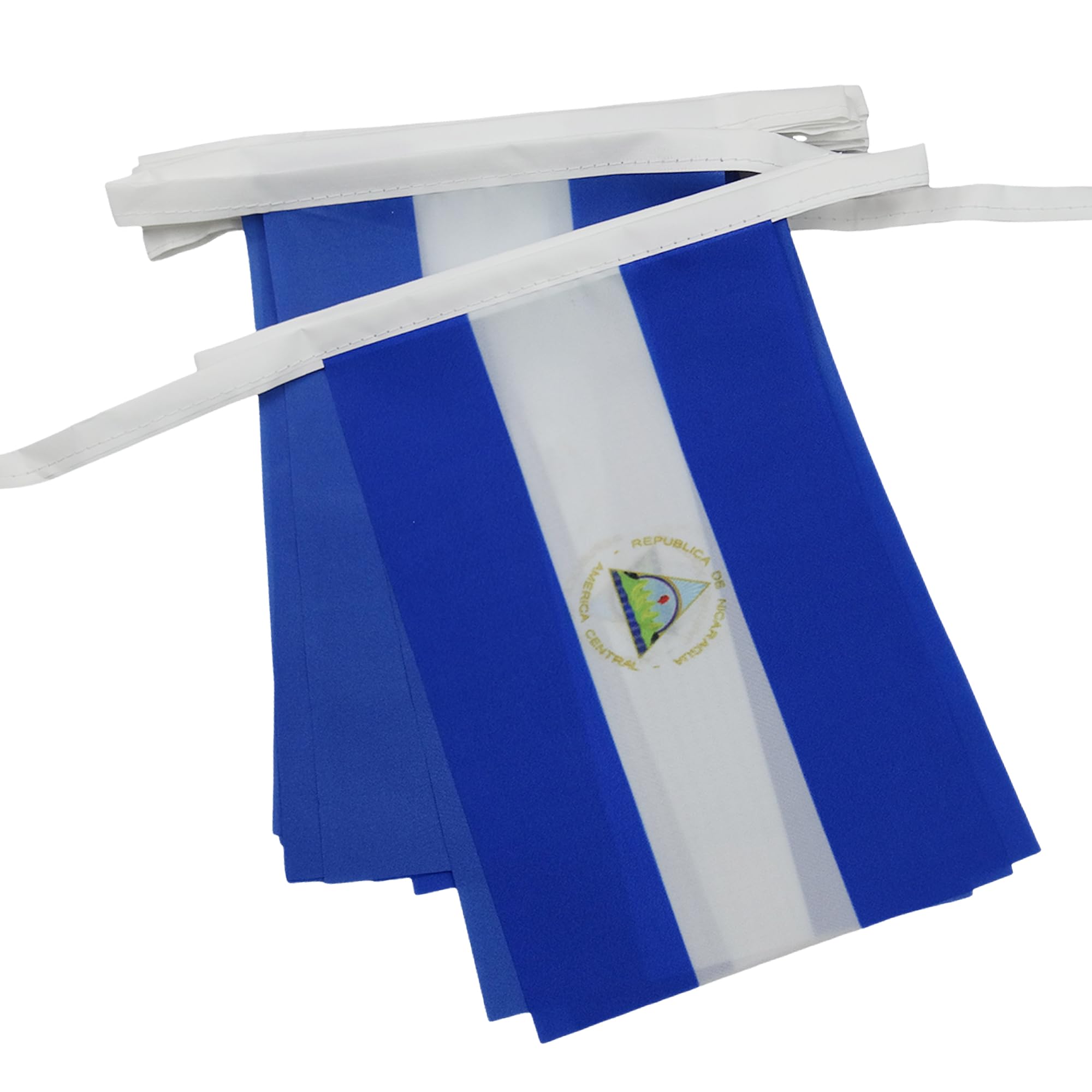 AZ FLAG Nicaragua Bunting Flag, 20 Ft Garland with 20 Small Nicaraguan Flags 8'' x 6'', 100% Polyester String Pennant, 6 meters