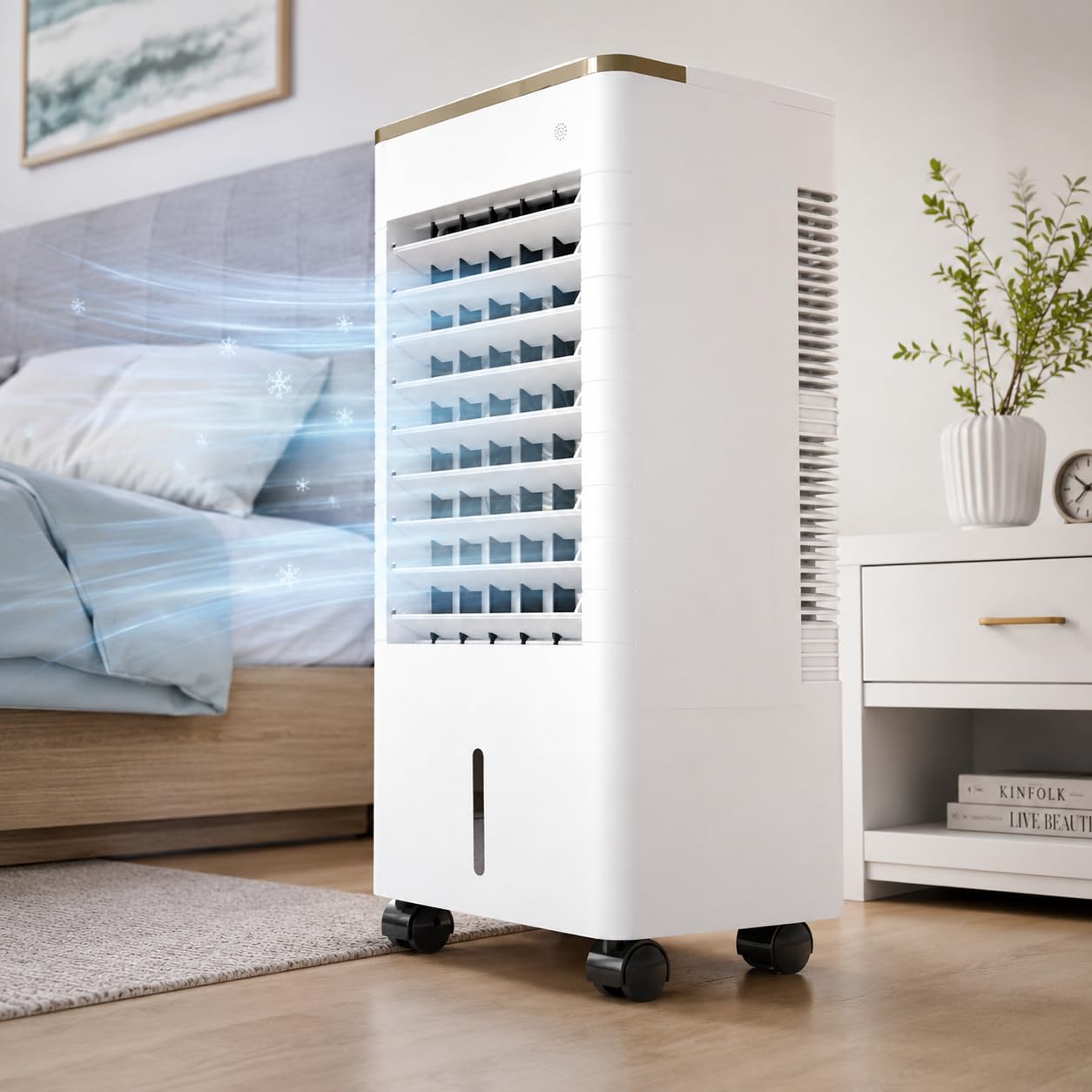 Pedenencelia Multicolor Portable Air Conditioners, 9L Portable Evaporative Cooler Fan With 4 Ice Packs, Remote, Led Touch Panel, 3 Speeds, 3 Modes, 12H Timer, Oscillation For Bedroom Office