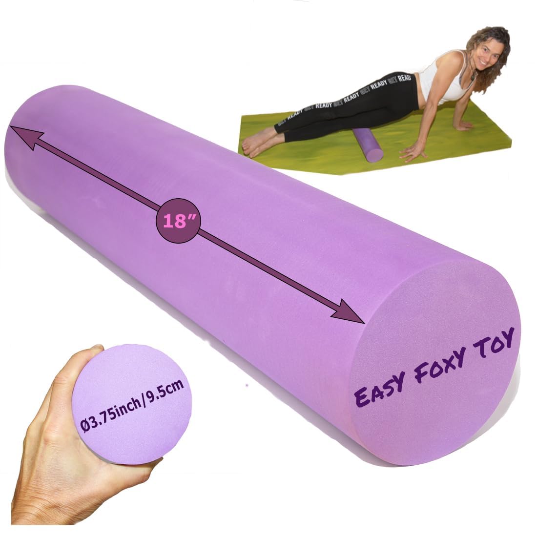 Sponsored Ad - Small Size Medium Density EVA 4 Inch Foam Roller for Back &Leg Pain; Sore Muscle Recovery; Trigger Point Massage Roller Ø3.75x18inch Physical Therapy; Helps as Spine Cracker Stretcher