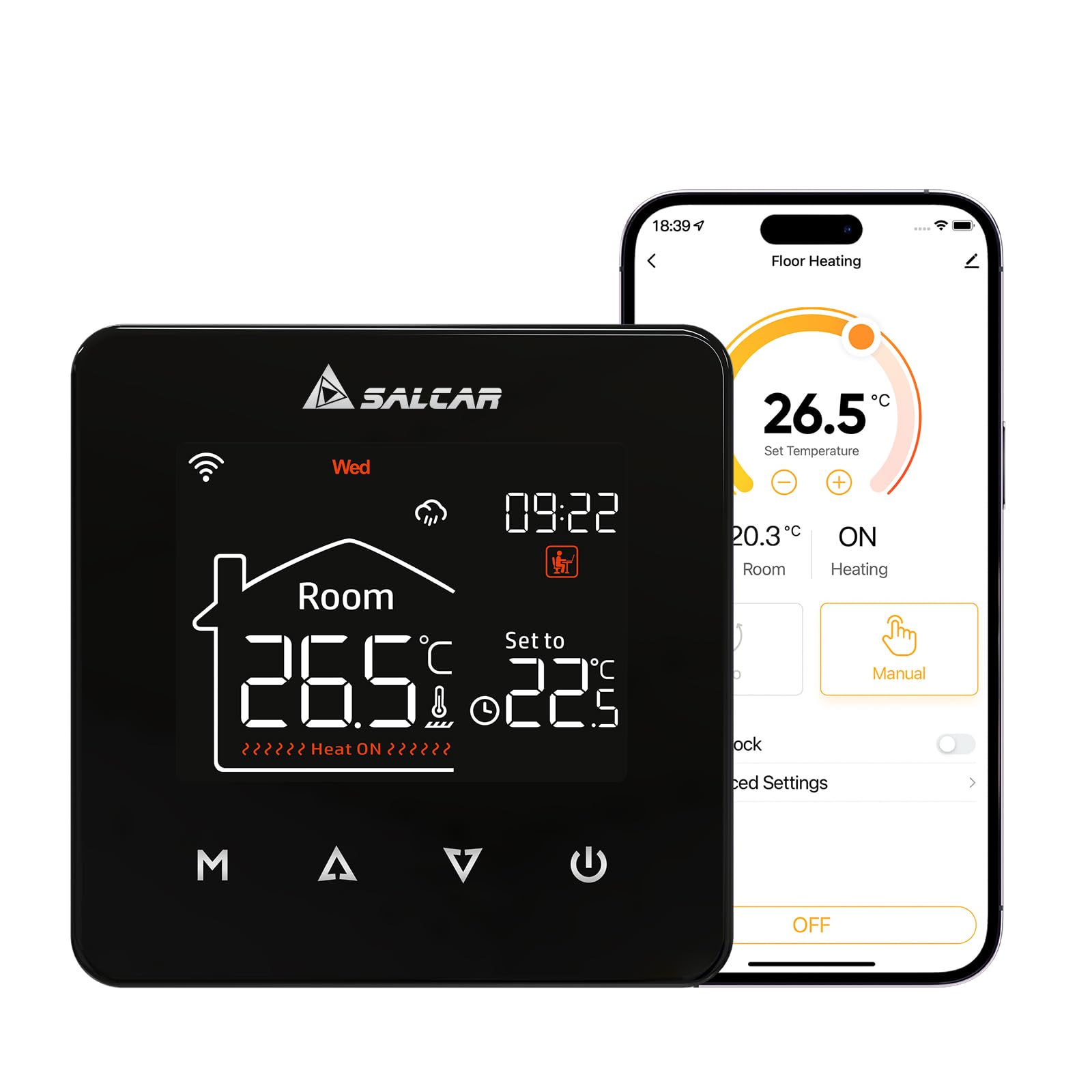 SALCAR Tuya WiFi Smart Thermostat for Electric Underfloor Heating Programmable Thermostat, Temperature Regulator 230V with LCD Digital V4W.716 16A