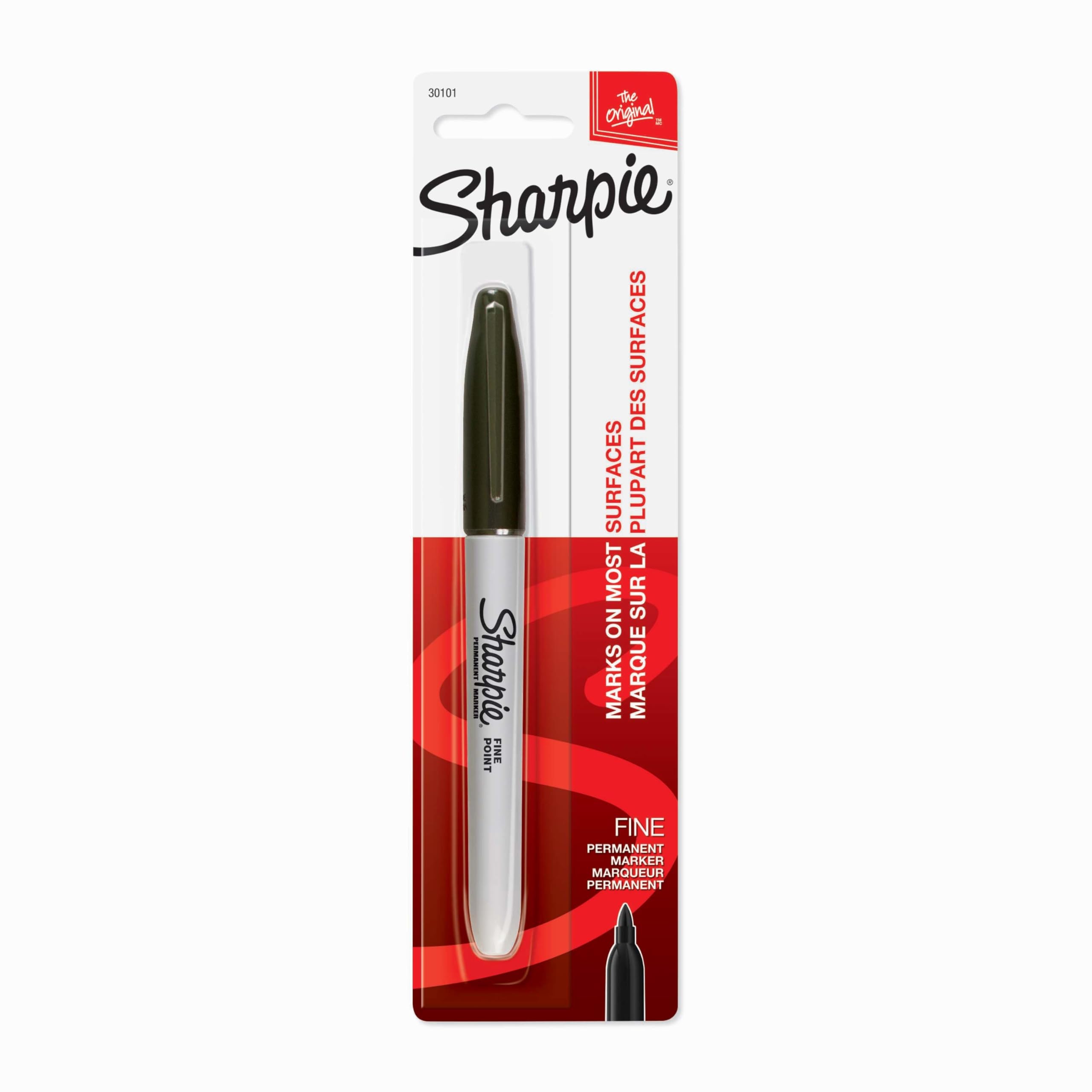 Sharpie 30101 Marqueur permanent Pointe fine sur papier et plastique, résistant à la décoloration et à l'eau, certifié AP Noir