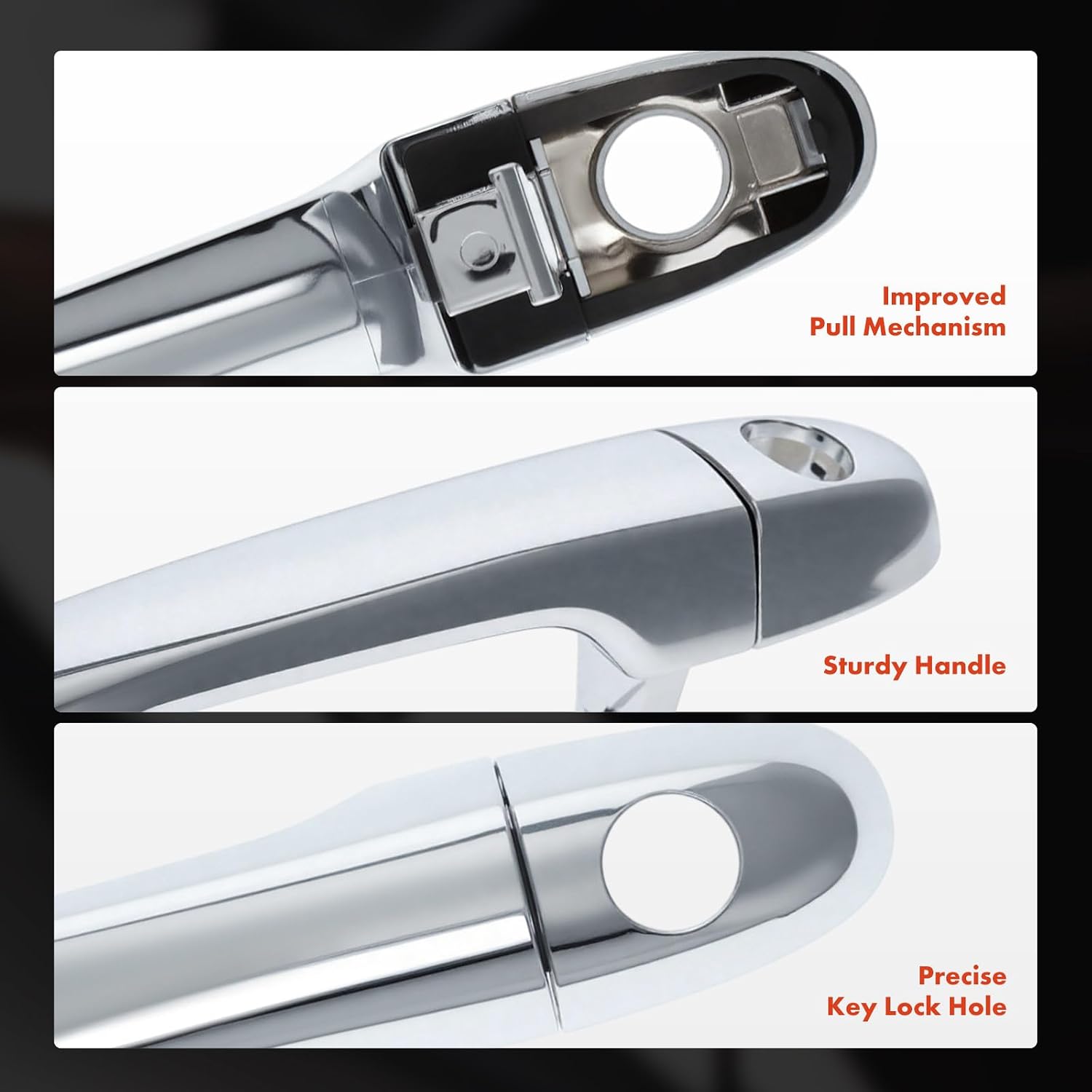 A-Premium Front Driver or Passenger Side Exterior Door Handle with Keyhole Compatible with Kia Optima 2006 2007 2008 2009 2010, Silver