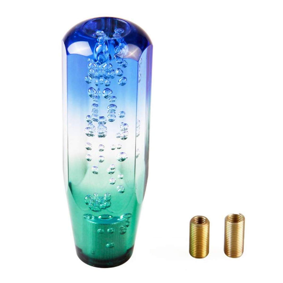 MACHSWON Universal Automatic Speed ​​Gear Shift Knob Blue + White + Green Aluminum Crystal with Bubble (10 cm)