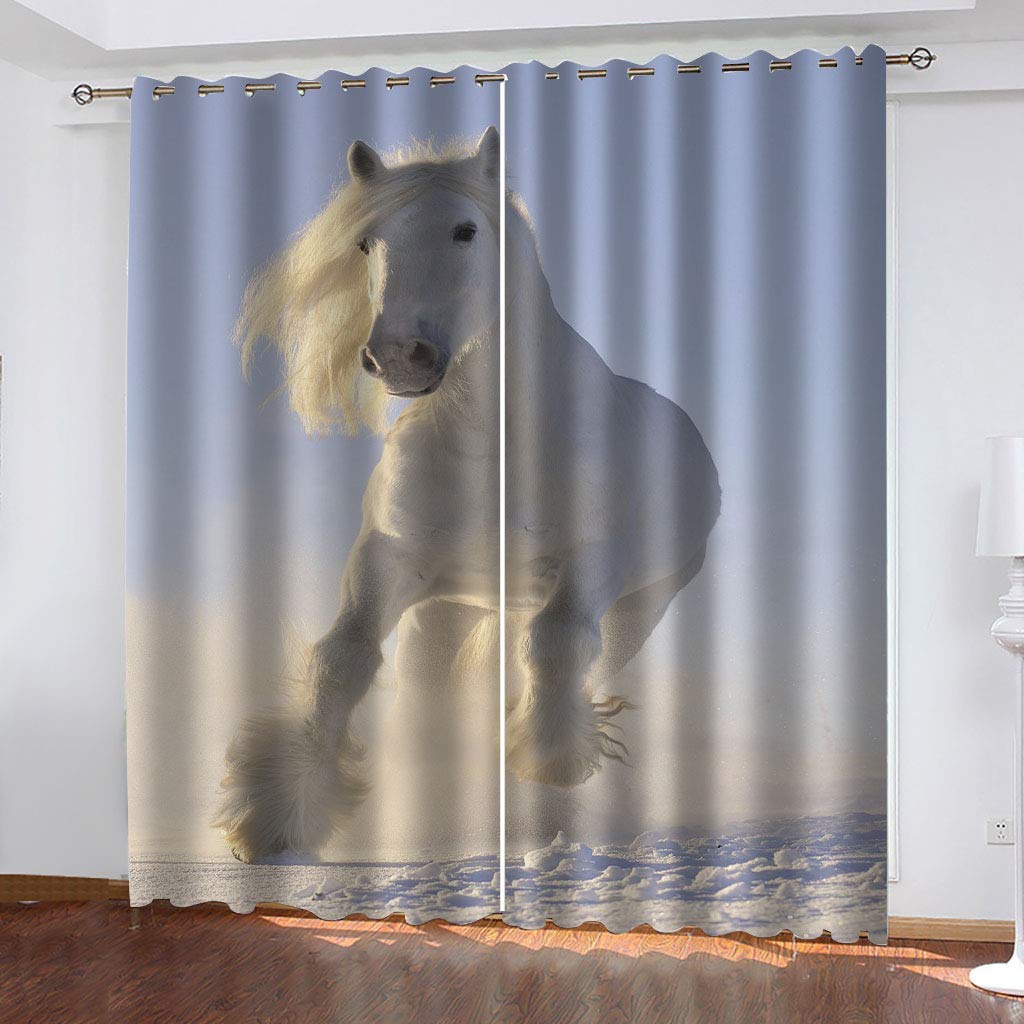 Rideau chambre enfant occultant et isolant thermique | Décoration fenêtre cheval blanc