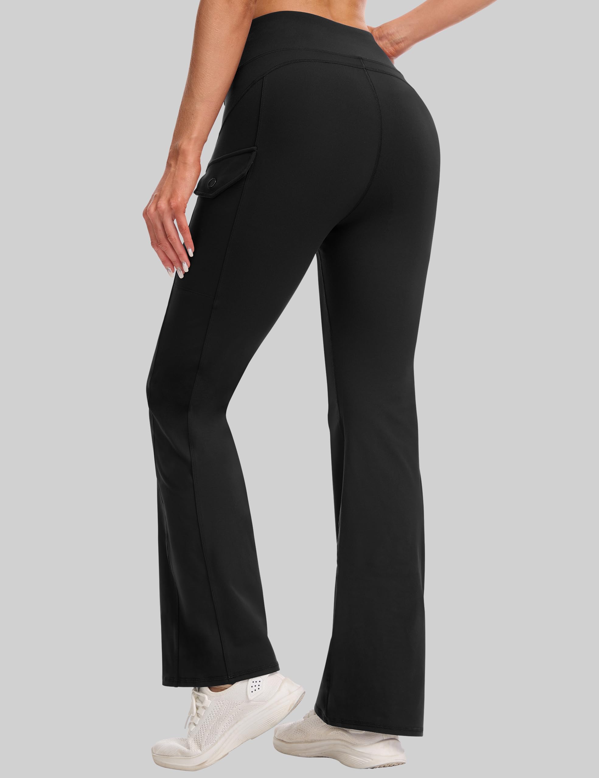 Desol Pantaloni da jogging da donna, Bootcut Flare, pantaloni da yoga, a vita alta, elasticizzati, con 2 tasche laterali, per sport, attività all'aperto, lavoro e tempo libero