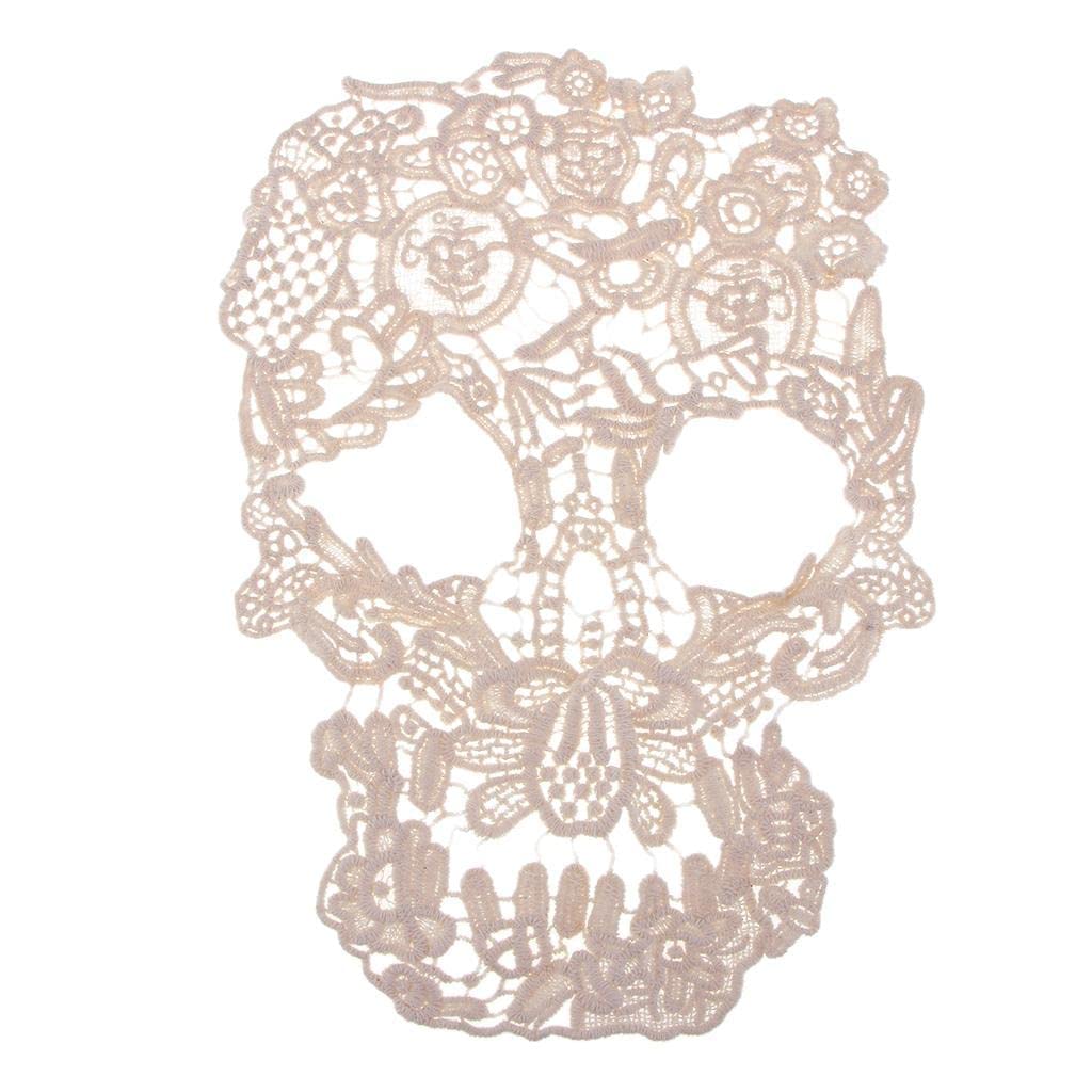 zalati Lace Applique Patch Embroidery Cotton Skull Sewing Badge