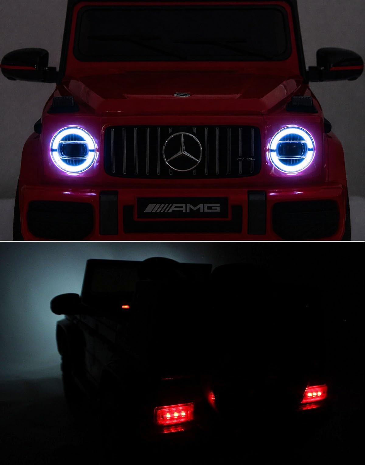 Playhouse Kinder Elektroauto Mercedes G63 AMG 4x4 180 Watt, 12V 9ah !!, Ledersitz, Bluetooth, 4 Motoren, Eva Räder, Fernbedienung 2.4G, Kinderauto Kinderfahrzeug (Schwarz)
