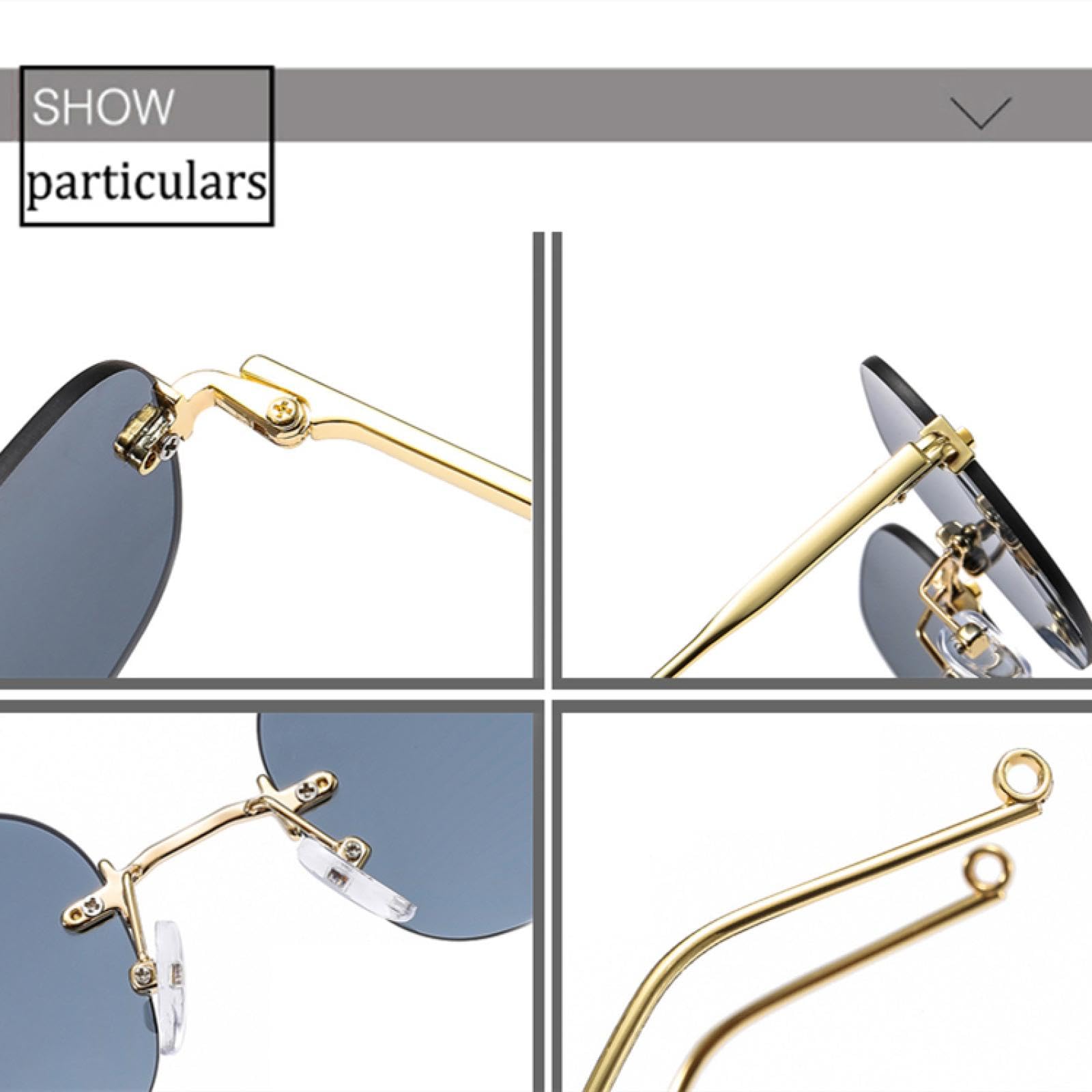 Gafas de sol pequeñas sin montura para mujer, estilo punk, para hombre, sin marco, con lentes azules transparentes, UV400