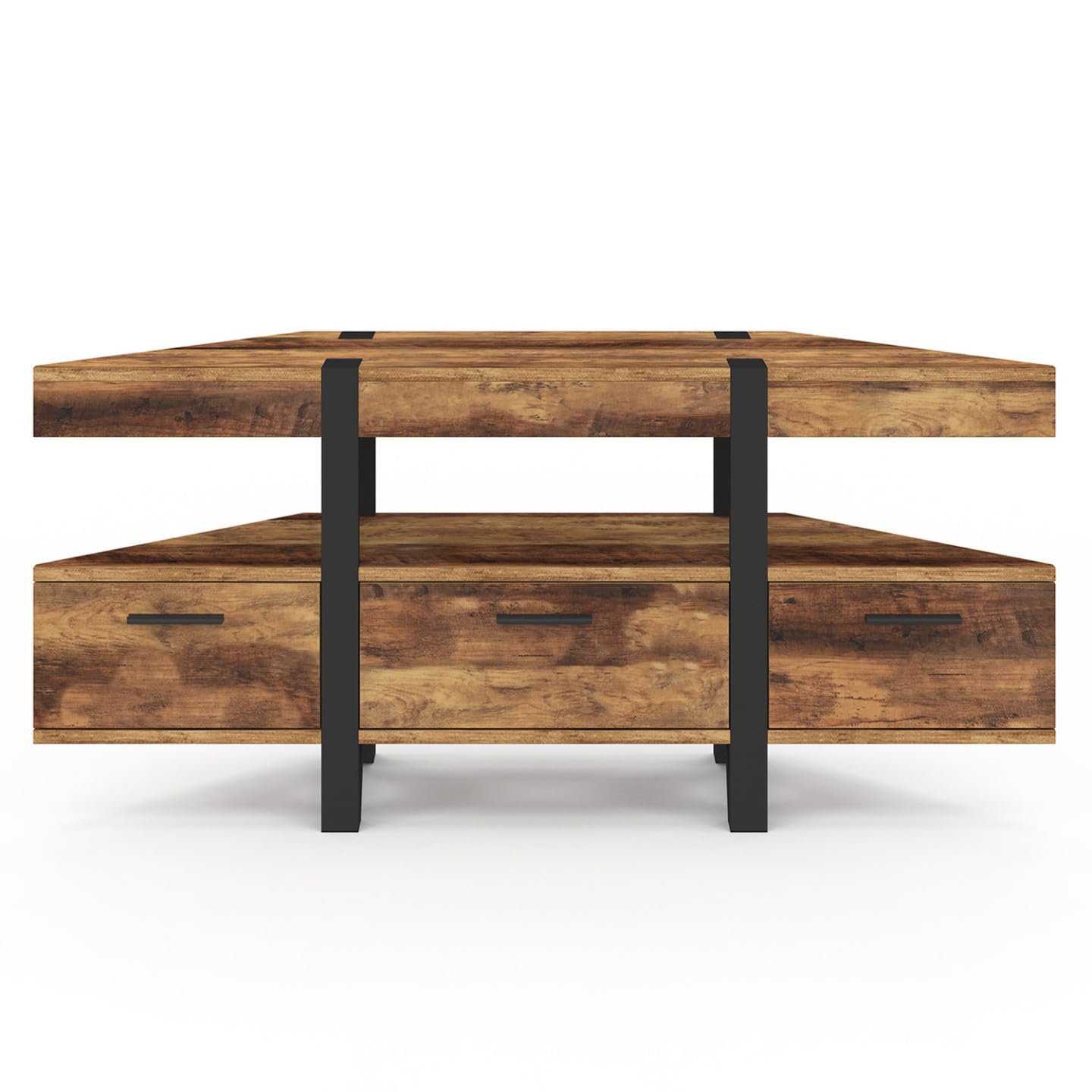 IDMarket - Mobile TV angolare in legno AUSTRIA 110 cm con gambe a perno e cassetti