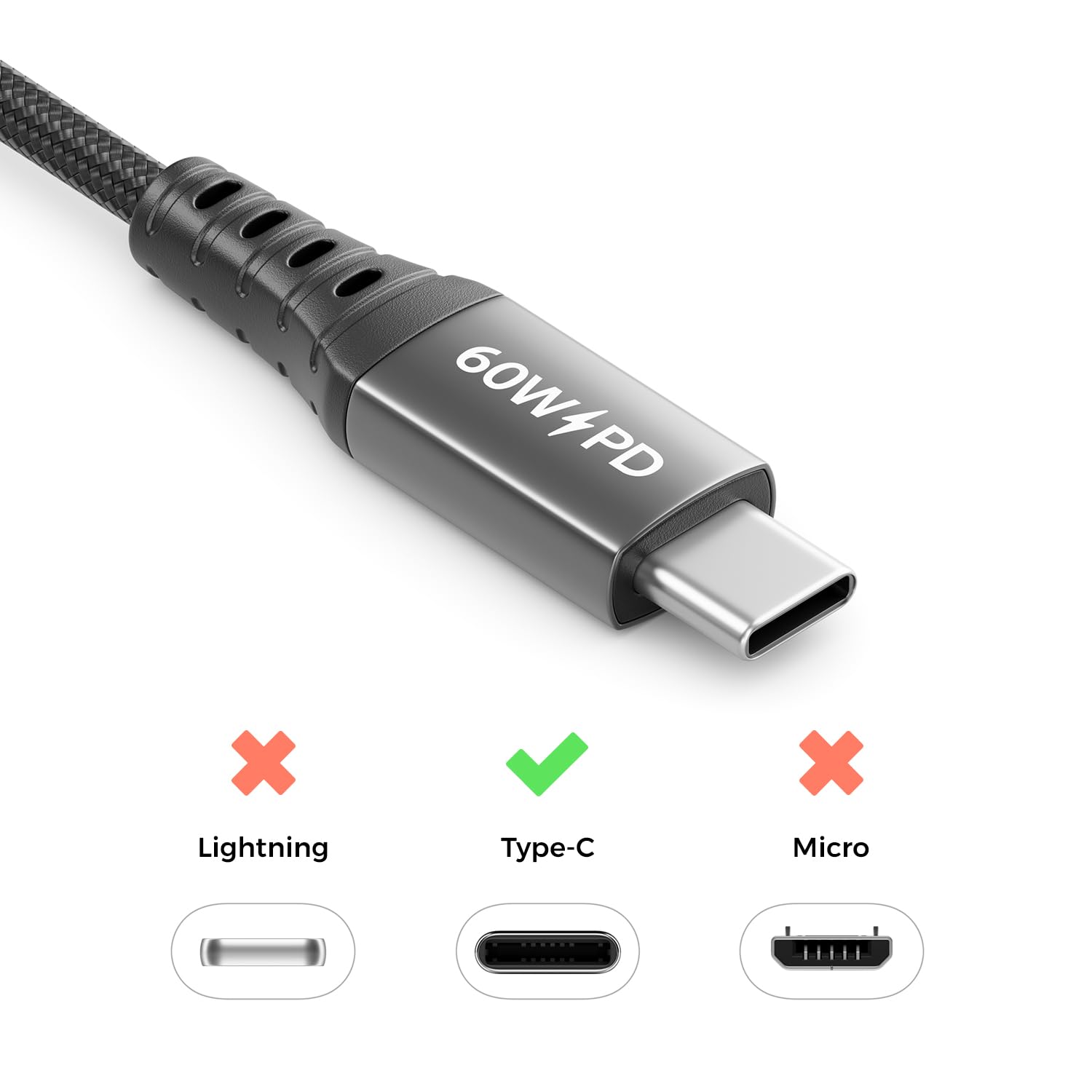 deleyCON 1m Cavo USB C PD 3.0 PPS (Cavo di Ricarica Rapida 60W) Cavo USB-C a USB-C per iPhone 17 16 15 Pro Max Air Galaxy S25 S24 S23 Pixel iPad Pro MacBook Air Pods Tablet Switch PS5