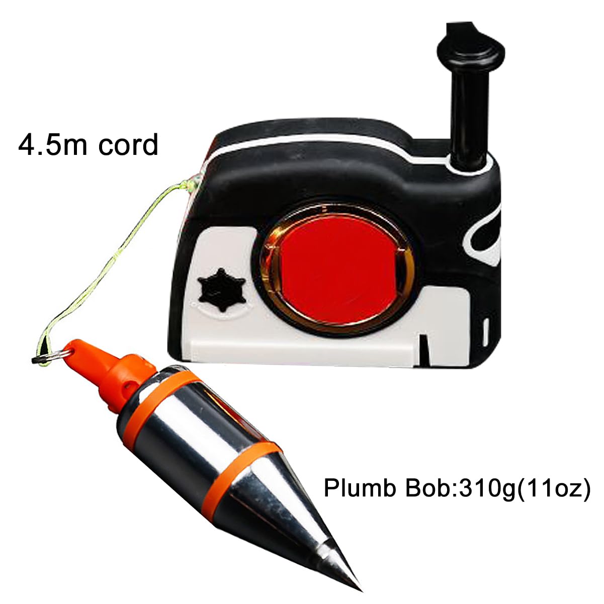 Fil À Plomb Magnétique, 11Oz (310G) Fil À Plomb Magnétique Avec Cordon de Bobinage Automatique de 4,5 M/14,7 Pieds, pour Les Travaux de Construction, La Menuiserie, La Construction de Murs
