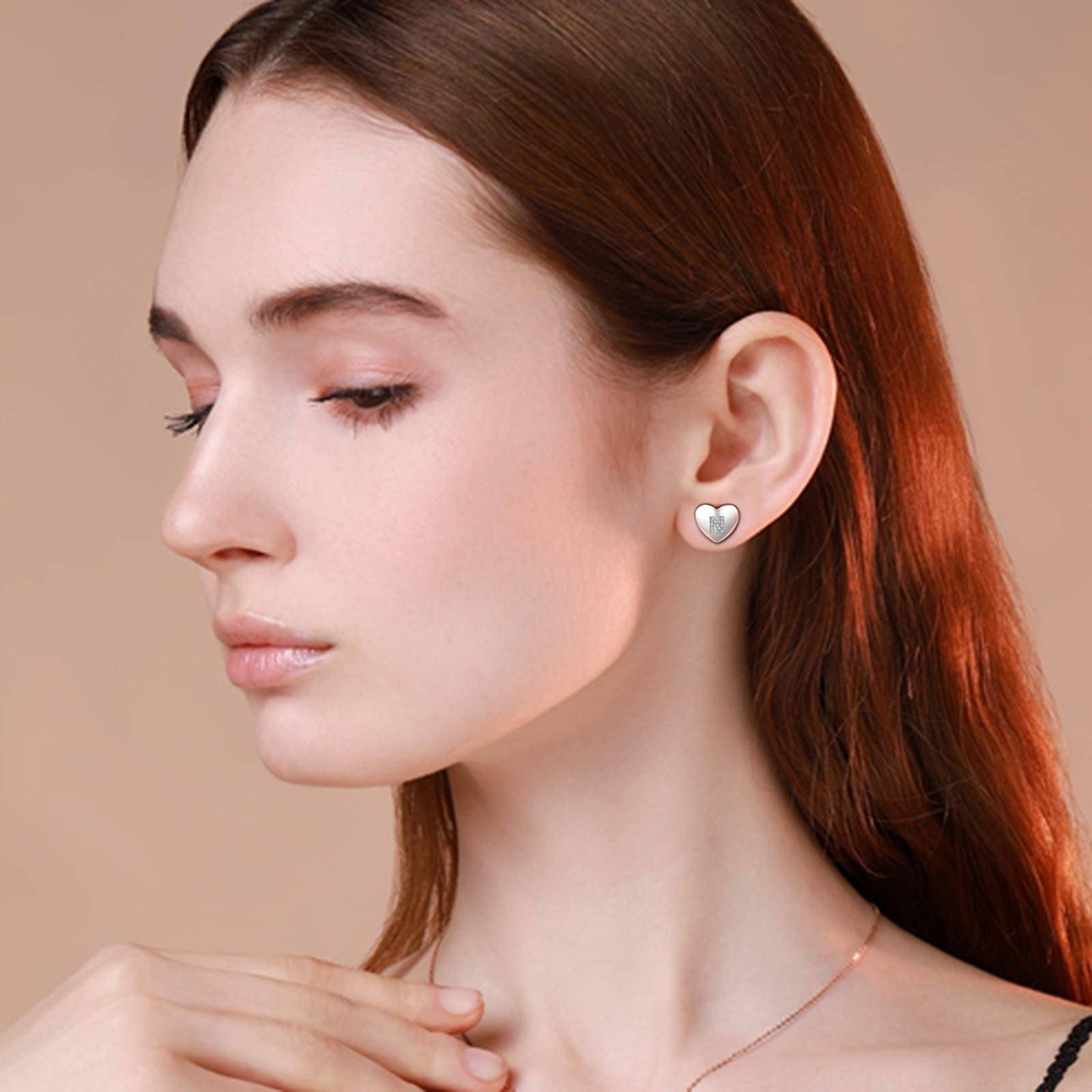 Jrêveinfini Lettera A-Z - Orecchini da donna in argento Sterling 925, con zirconia cubica, orecchini a forma di cuore, per bambine e bambine