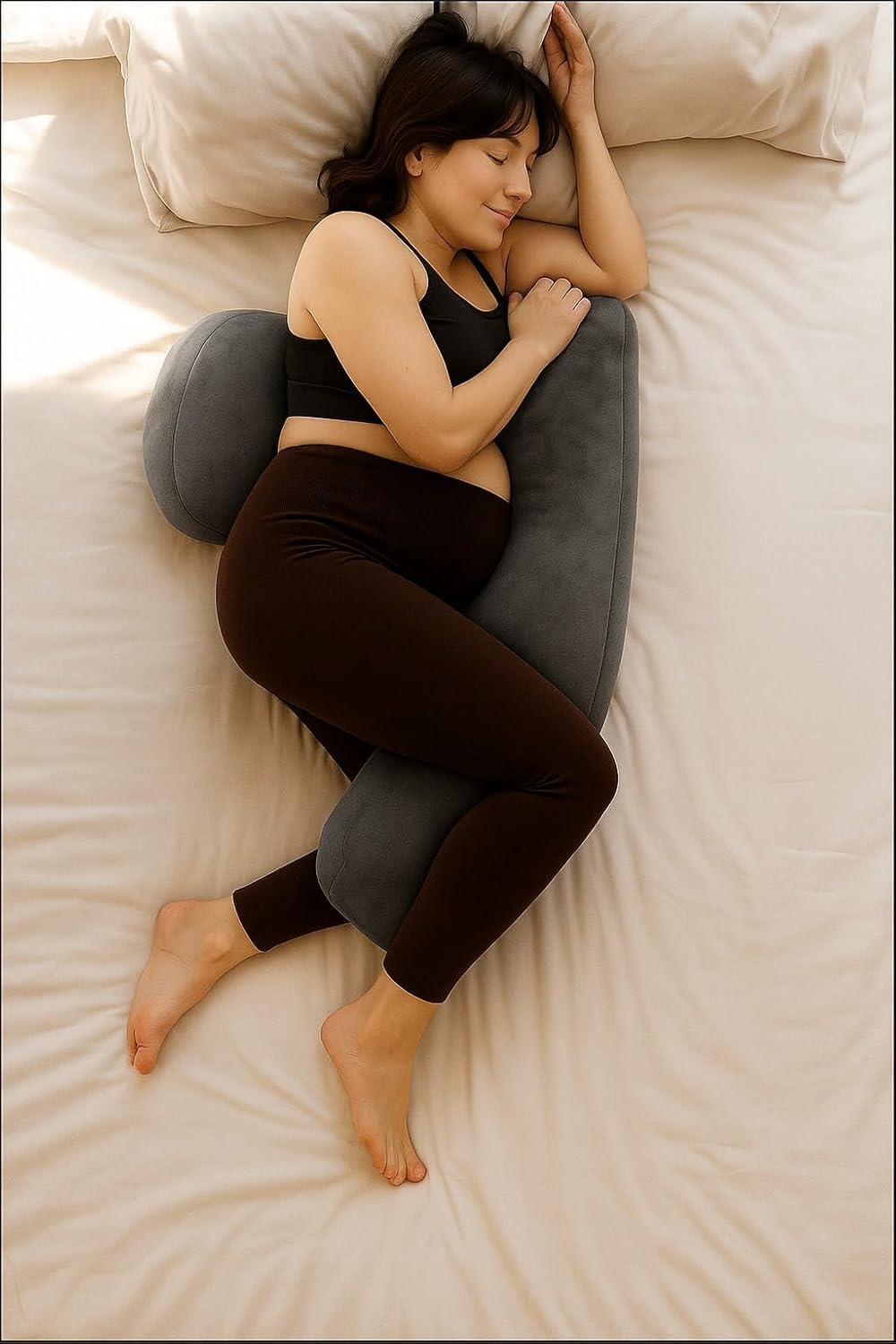 Necxy Multifunctional H Shaped Pregnancy/Maternity Pillow for Pregnant Women for Belly Stomach & Hip Pain/Body Support Pillow with Washable Cover (Gray, Set of 4) (Gray)
