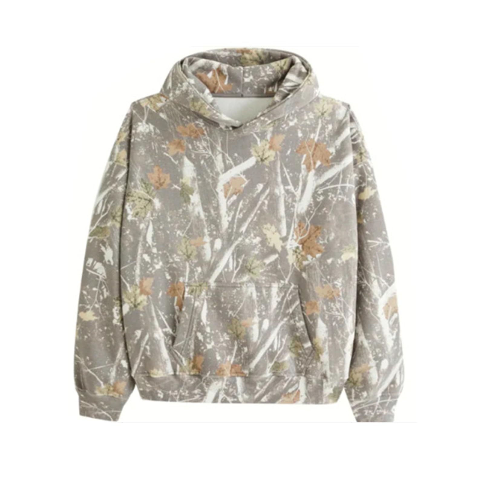 uSeceeWomens Camo Hoodie Maple-Leaf Print Oversized Sweatshirt Fleece Hooded Pullover Long Sleeve Tunic Tops Fall Clothes
