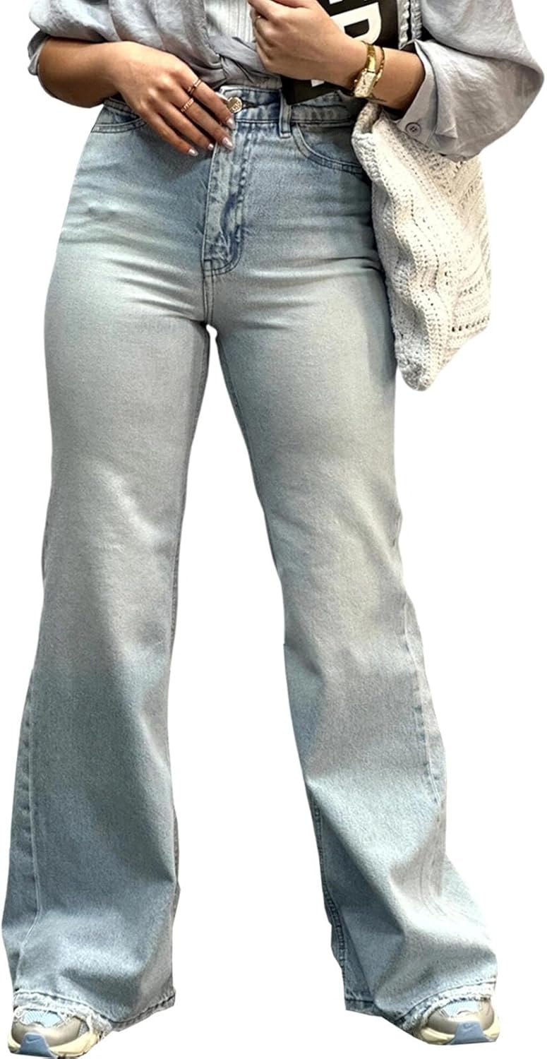 Women's Flare High Waisted Bell Bottom Wide Leg Jeans Stretch Classic Denim Pants