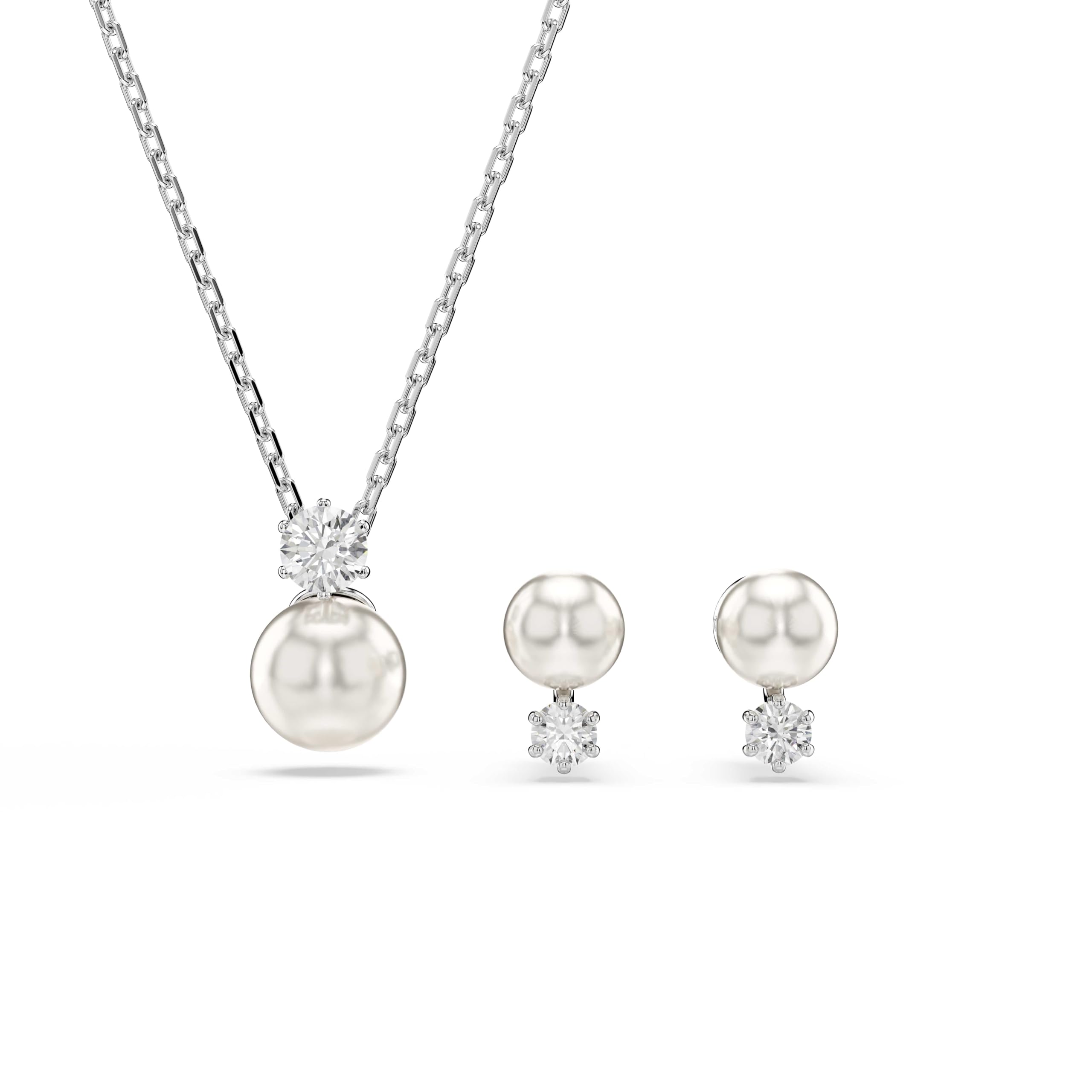 Swarovski Set Matrix, Crystal Pearl, Taglio Round, Bianco, Placcato rodio