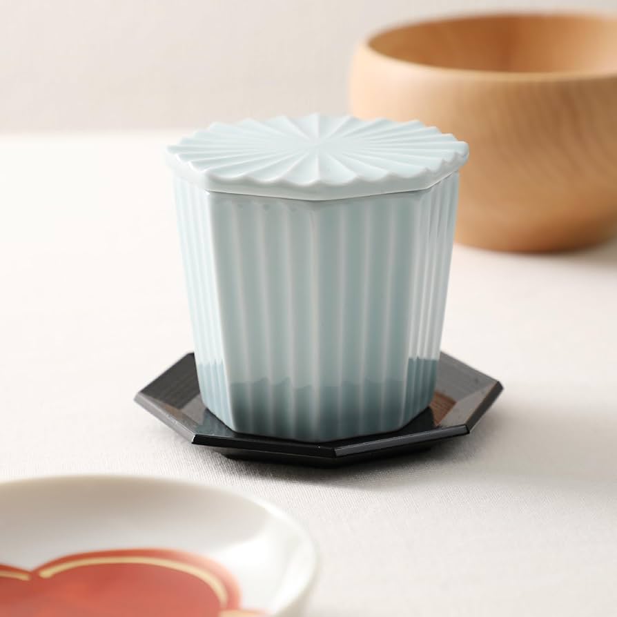Amazon | 茶碗蒸し 器 蓋付き 受け皿付 5個セット おしゃれ 青白磁