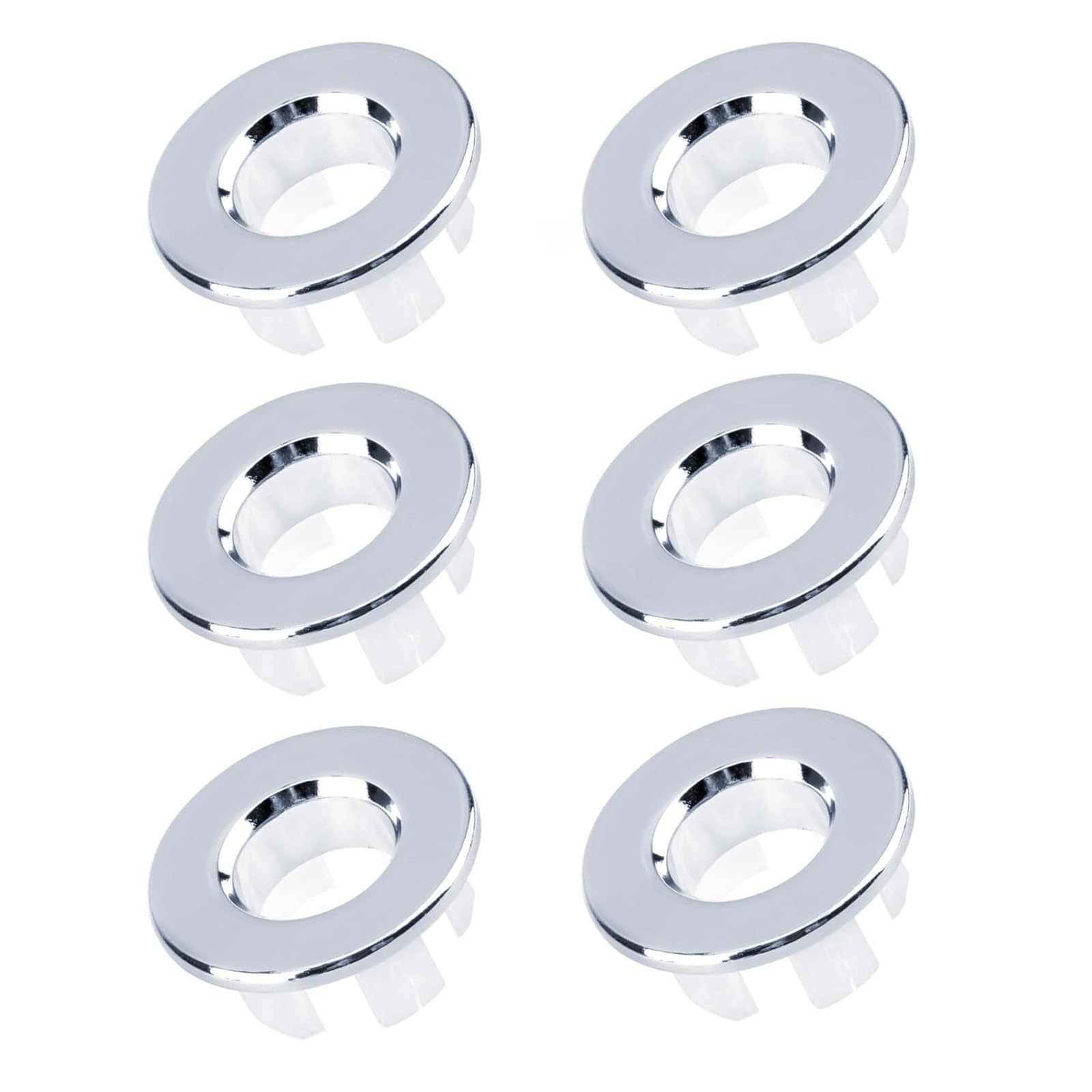 6Pcs Metal Sink Overflow Caps Brass Basin Trim Rings Sink Overflow Cover for Bathroom and Kitchen Sinks Silver (22-24mm)