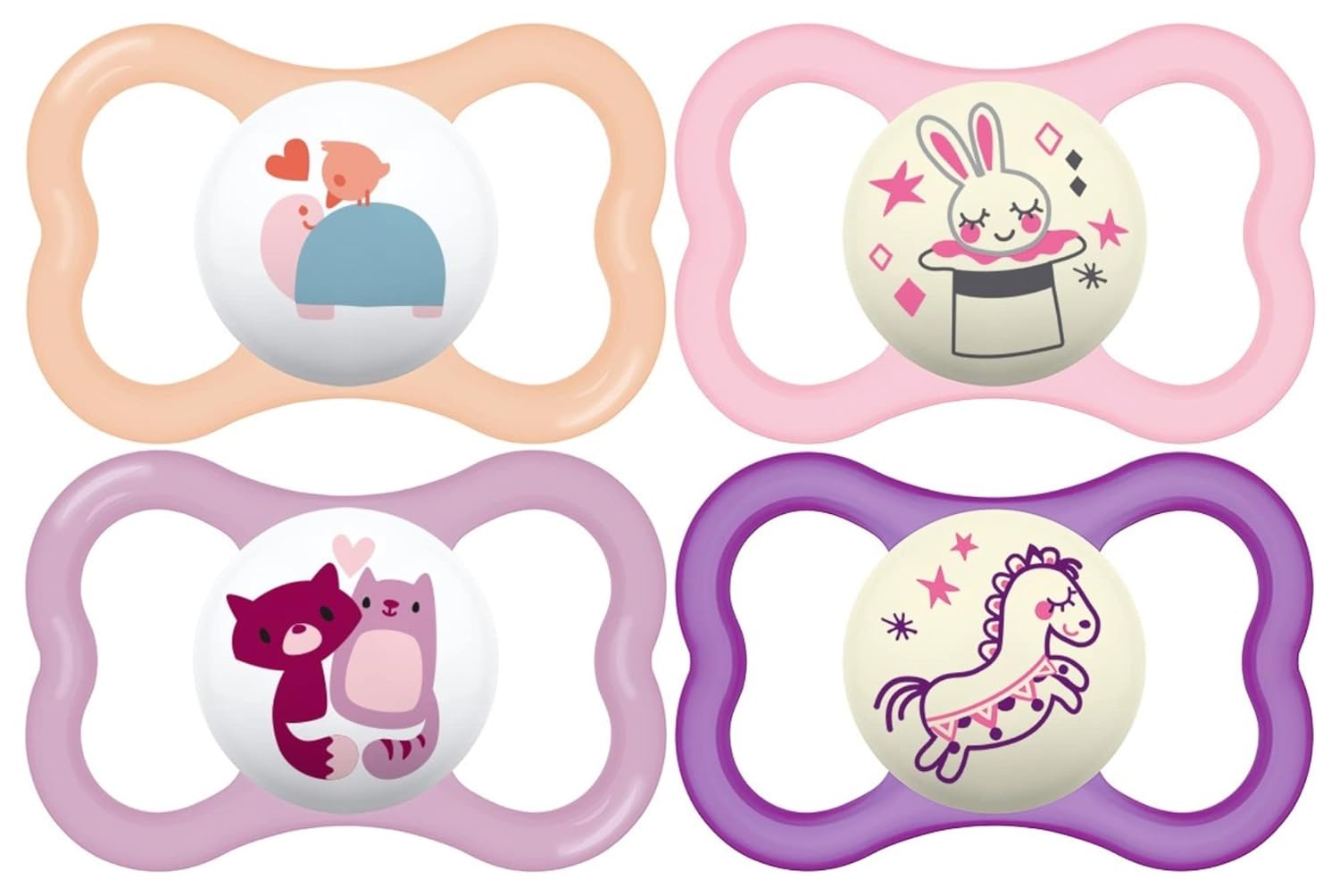 MAM Air Day & Night Baby Pacifier, for Sensitive Skin, Glows in The Dark, 16+ Months, Girl, 4 Count & Air Matte Pacifiers, for Sensitive Skin, Best Pacifier for Breastfed Babies, Girl Pacifiers