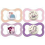 MAM Air Day & Night Baby Pacifier, for Sensitive Skin, Glows in The Dark, 16+ Months, Girl, 4 Count