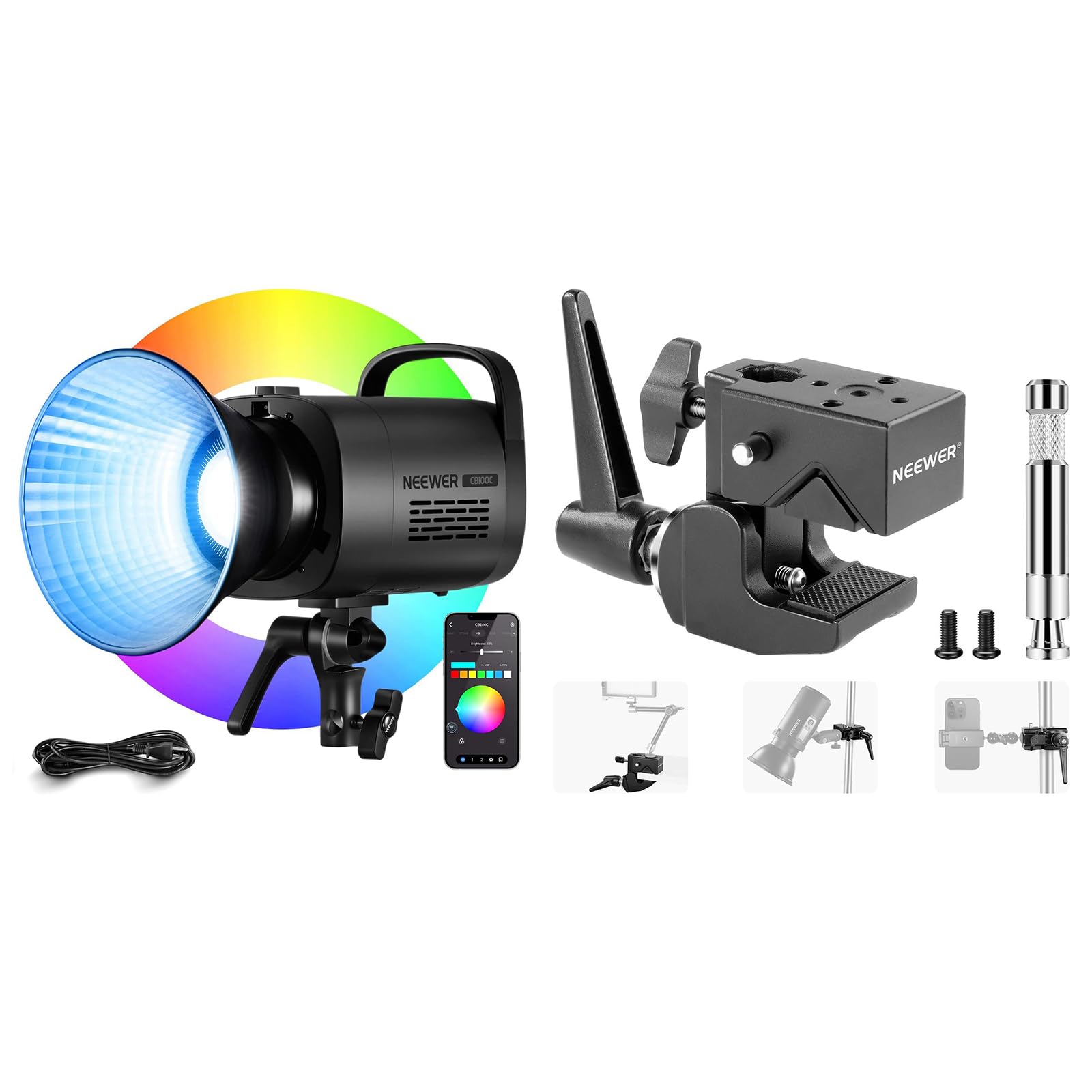 Test : neewer CB100C 130W RGB COB, lumière photo studio
