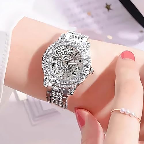 Miniatura 2 de Reloj de pulsera para mujer con diamantes de imitación de diamantes de imitación de cuarzo y cristal de acero inoxidable para mujer
