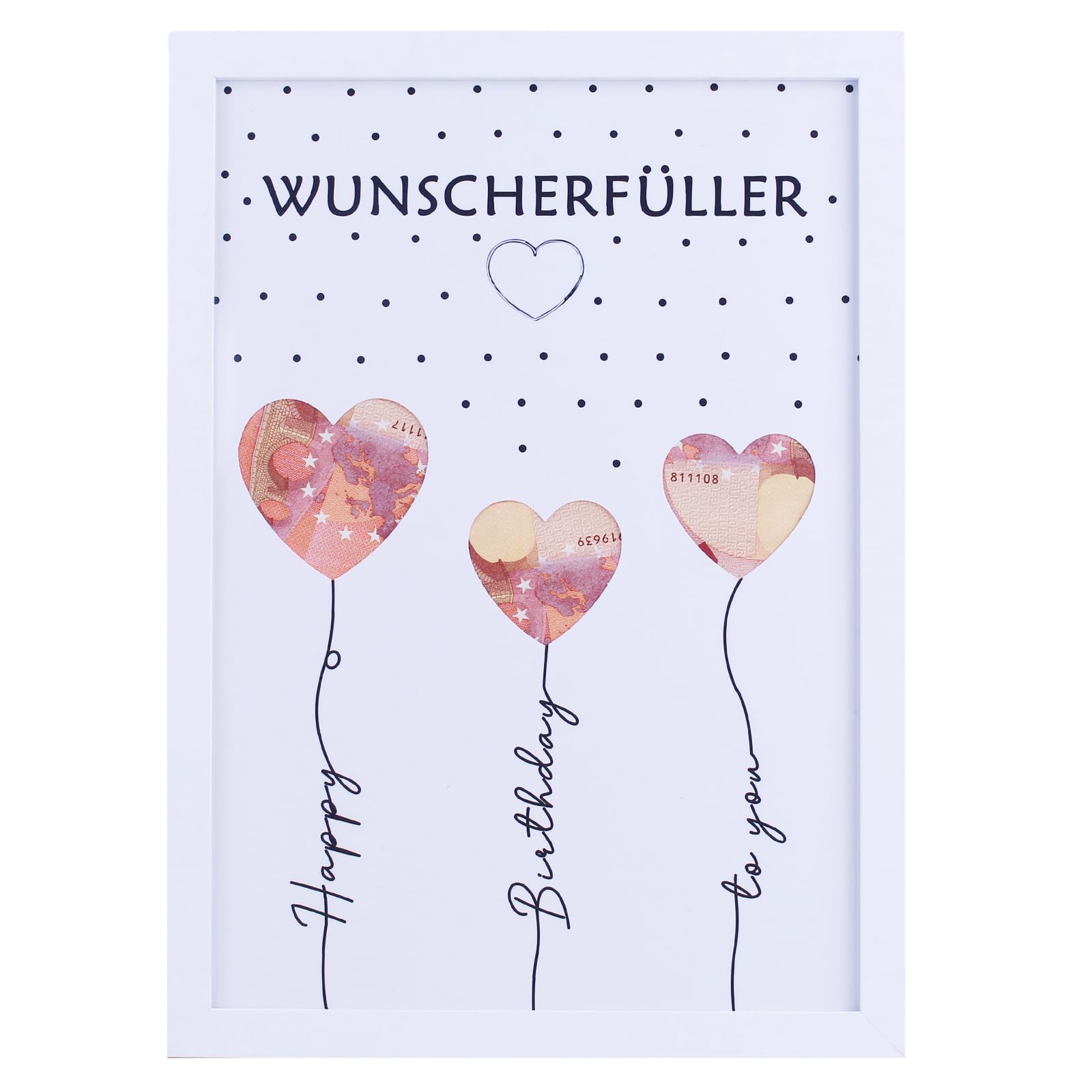 EngGlück Wunscherfüller Geldgeschenk Geburtstag Bilderrahmen, Geschenke zum Geburtstag, Lustige Geldgeschenke Verpackung Geld Geschenk Mann Frau Größe Din A4