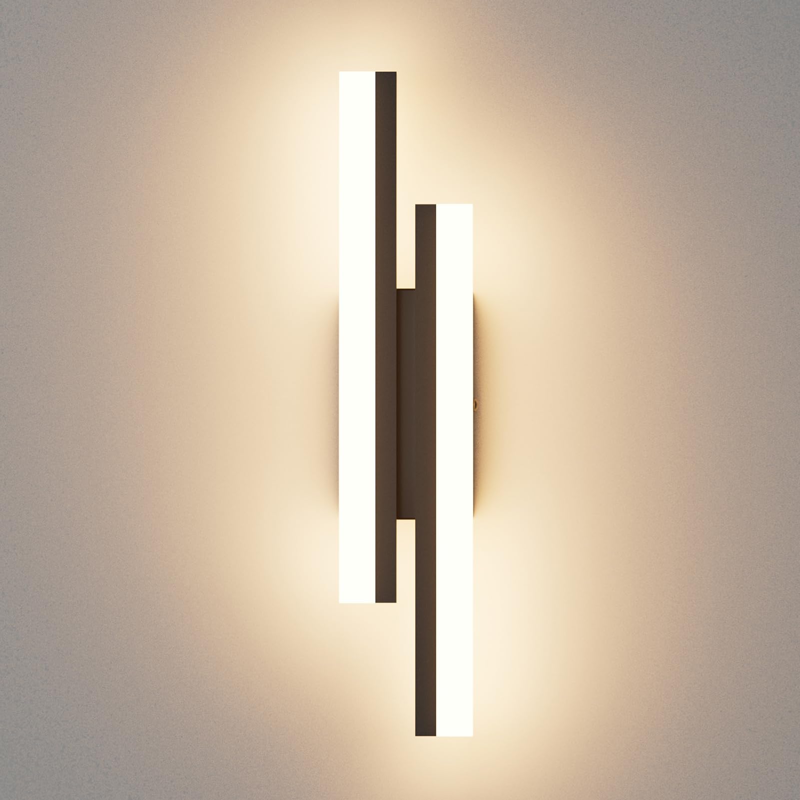 Klighten Aplique Pared Led Interior 40cm, 12W 850LM, Lámpara de pared Decorativo Mordern, Luces de pared para Dormitorio, Sala de Estar, Pasillo, 110-240V, Blanco Cálido 3000K, Negro