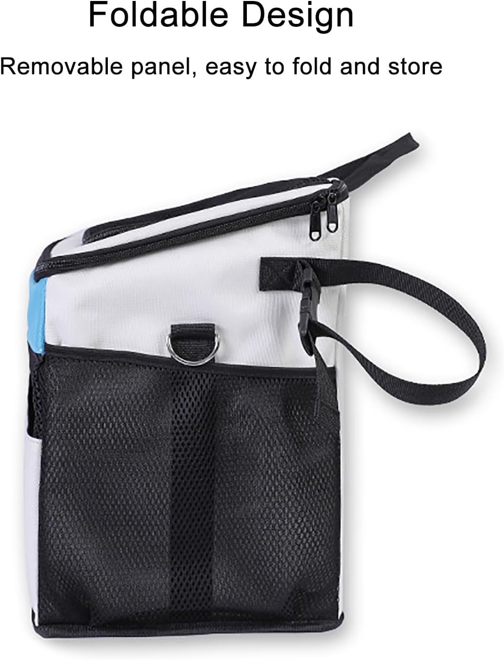 Dog Bike Basket Carrier, Pet Bicycle Front Carrier Backpack, Foldable,Removable, Reflective Strips, 2 Side Storage Pockets, Pet Travel Bag for Small Dogs(Color:Black+White)