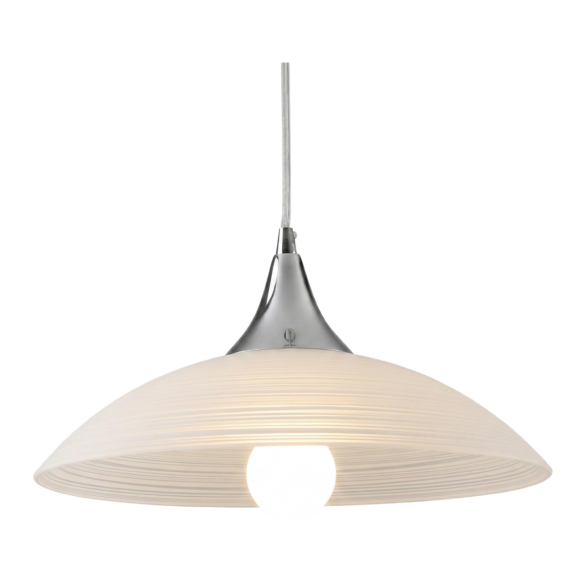 Lampadario Sospeso E27 Moderna in Vetro, Lampada a Sospensione Regolabile in Altezza con Elegante Finitura Cromata, Lampada per Sala da Pranzo, Cucina & Soggiorno