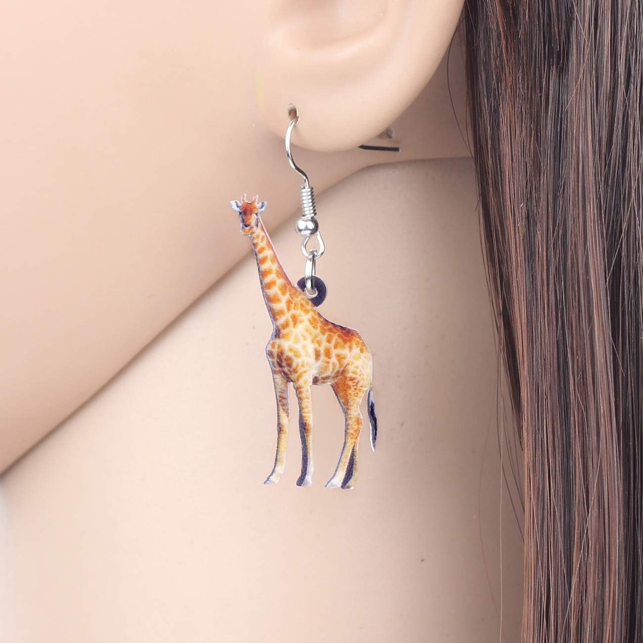 WEVENI Acrylic Colorful Elegant Giraffe Dangle Earrings Novelty Jewelry For Women Ladies Dainty Gift (Beige) - Image 2