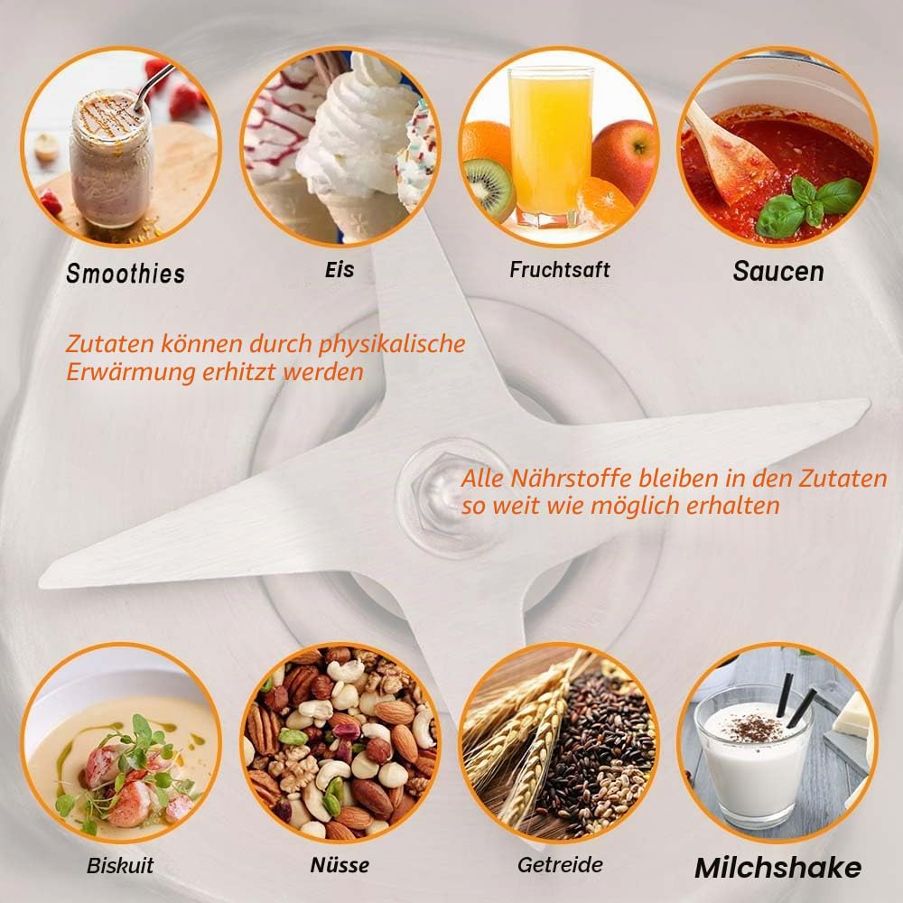 Für Vitamix-Mix-Mix, 1,8 l Edelstahlbehälter, ersetzt 5200 E310 Pro 750 A3500 X4 usw., kompatibel mit den Krug der Classic/Explorian/Professional/Ascent/Propel Serie
