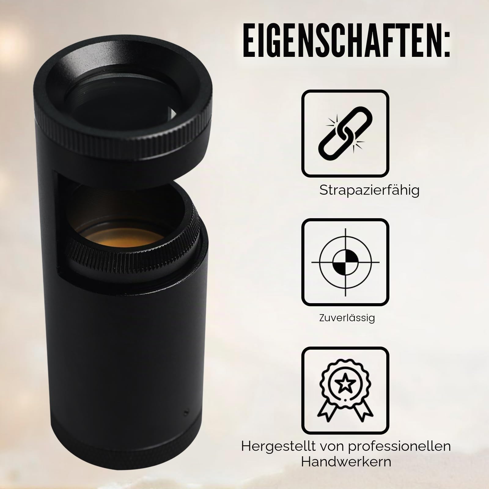 Handheld-Doppel-Linsen-Polariskop, tragbar, 93 mm Länge, LED-Edelstein-Polariskop, mit 24 mm Durchmesser, integriertes LED-Licht, optische Eigenschaften, Werkzeug für Juweliere, Gemologen zur