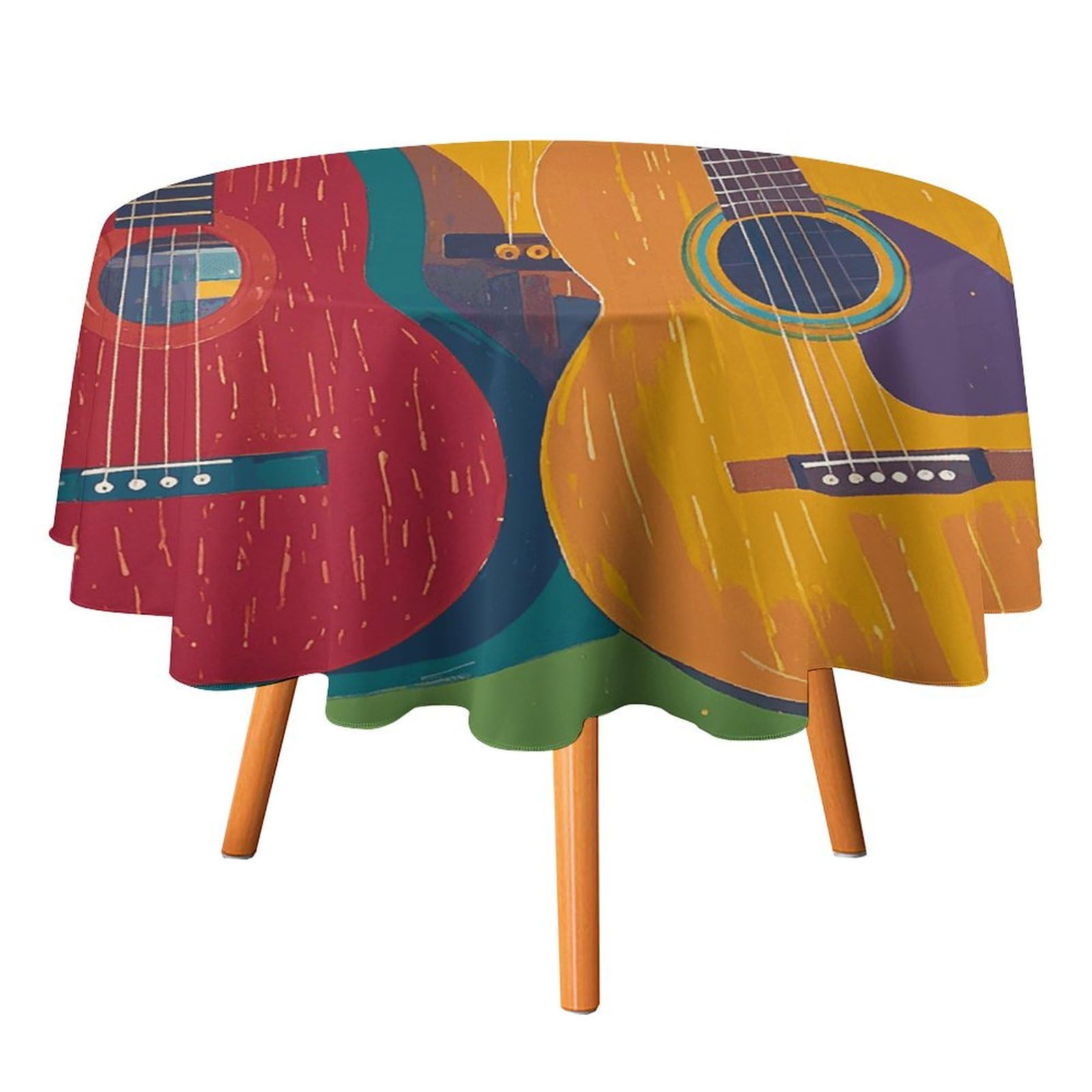 Nappe ronde imprimé guitare acoustique le cadeau de décoration idéal pour Noël
