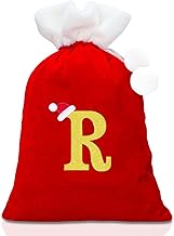 Christmas Sack Santa Bags, Red Monogram Knitted Storage Personalized Embroidered Stocking Bag for Xmas Gift Present Toys Party Decorations 55x37cm (R, Sack)