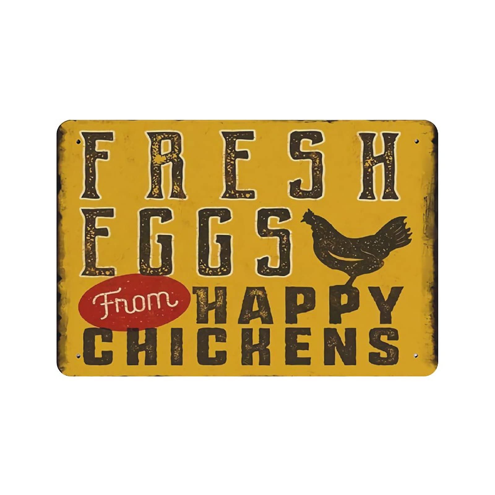 Metal Tin Sign Farm Fresh Eggs From Happy Chickens Vintage Tin Poster Metal Sign Wall Decoration Country Kitchen Home Garage Decor 8"x12"