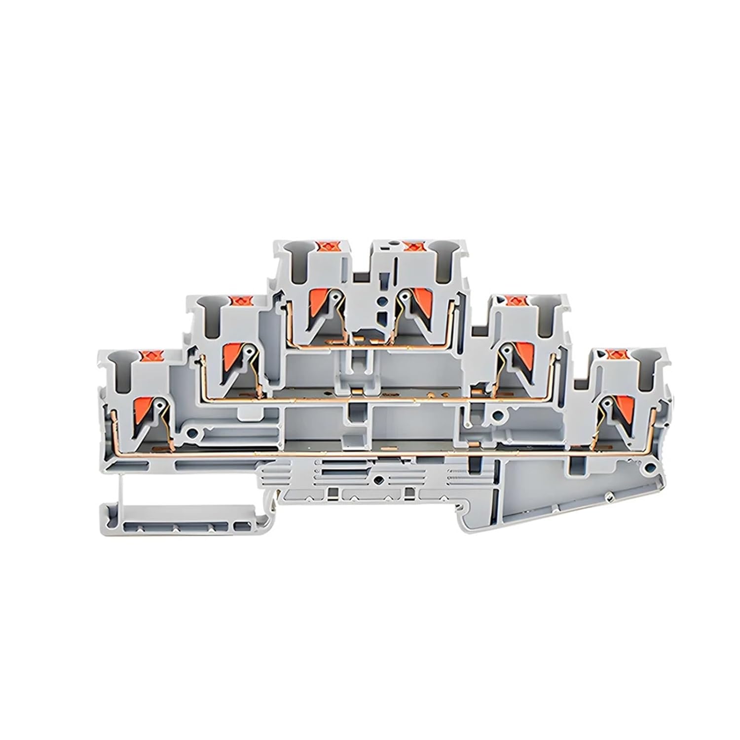 PT2.5-3L 10 Pcs Din Rail Terminal Block Electrical Connector Triple Layer Spring Wiring Connection Wire Conductor Terminal Block(Blue)