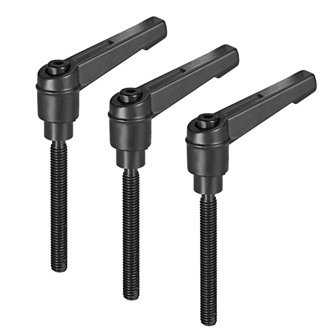 uxcell M6 x 50mm Handle Adjustable Clamping Lever Thread Push Button Ratchet Male Threaded Stud Knobs Locking Rotating Screw Handles Quick Release Bolt Black 3pcs