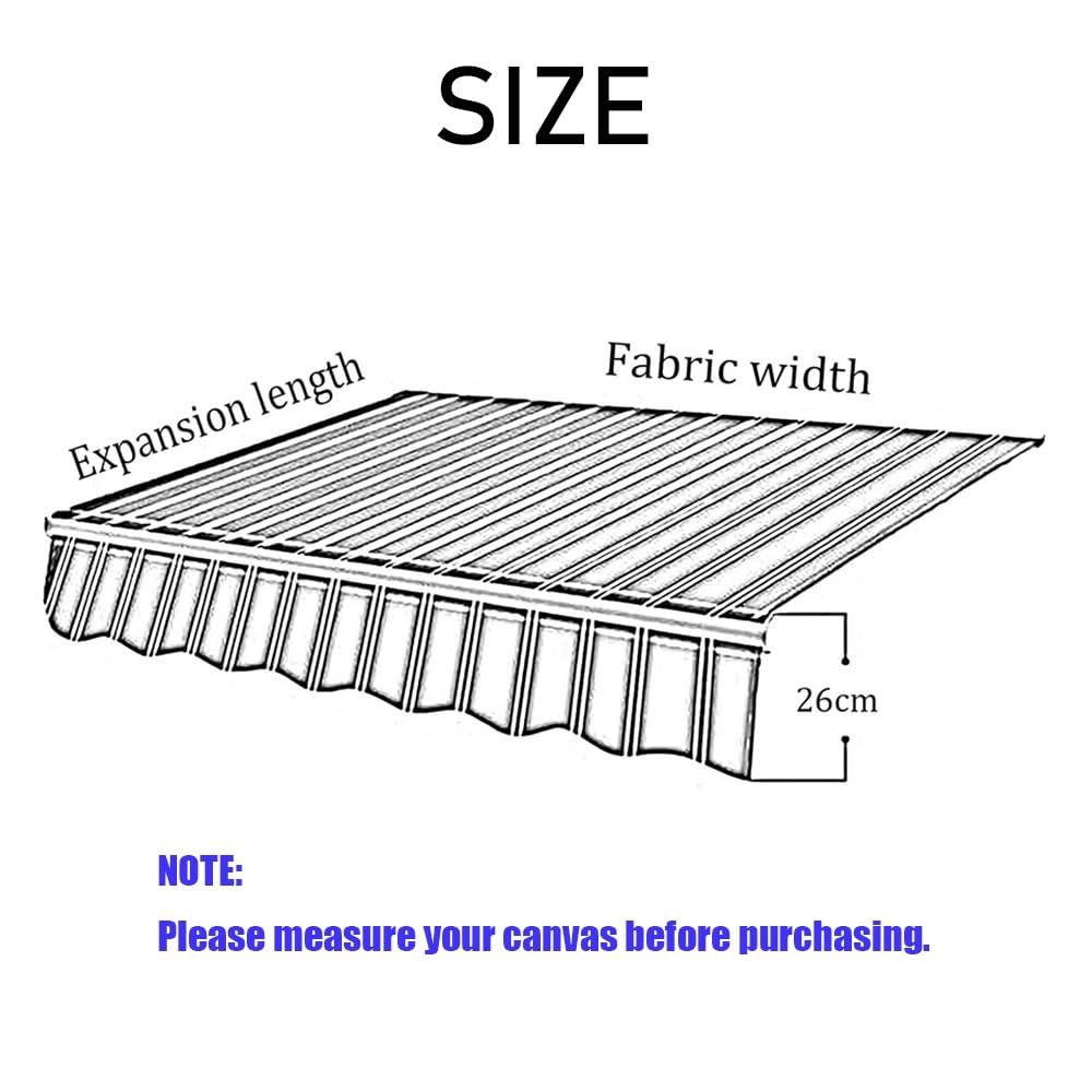 Tissu de rechange pour pare-soleil d'extérieur rayé - Convient pour 300 x 250 cm, 360 x 300 cm, 400 x 300 cm, rouge, 300 x 150 cm