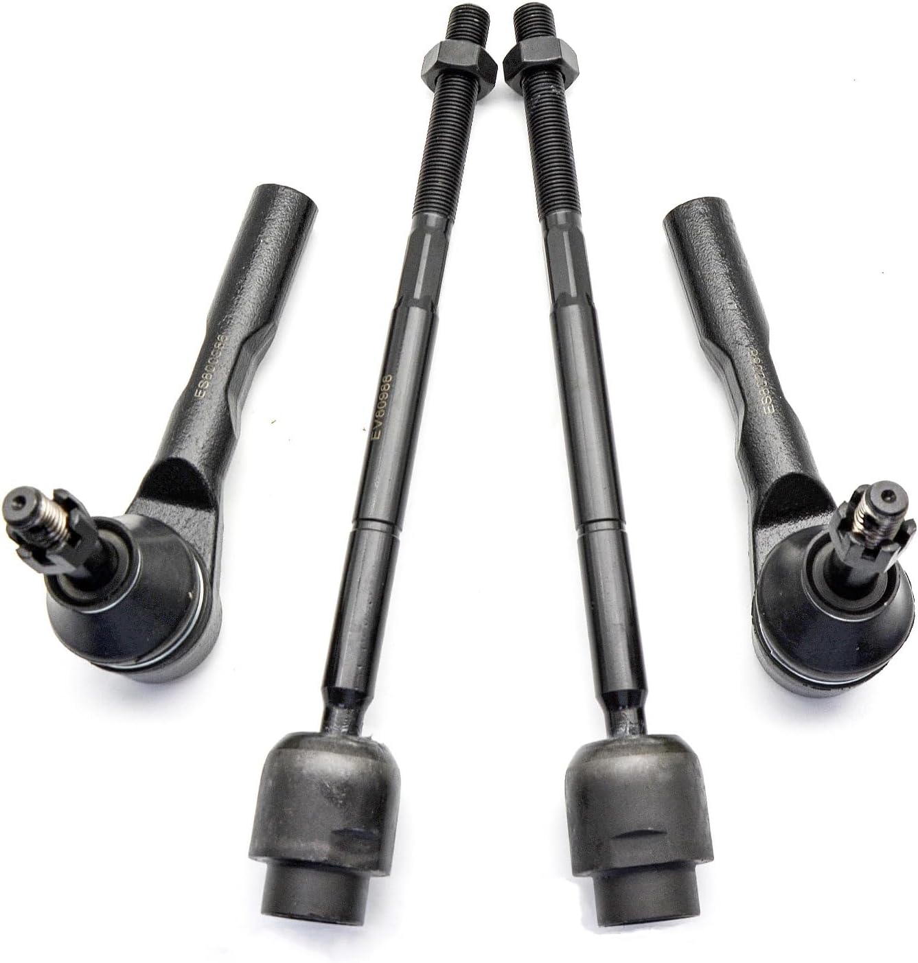 4Pcs Front Inner and Outer Tie Rod End Kit EV80988 ES800086 Fit for Chevrolet Malibu 2004 2005 2006 2007 2008 2009 2010 2011 2012, for Pontiac G6 2005-2010, for Saturn Aura 2007-2009