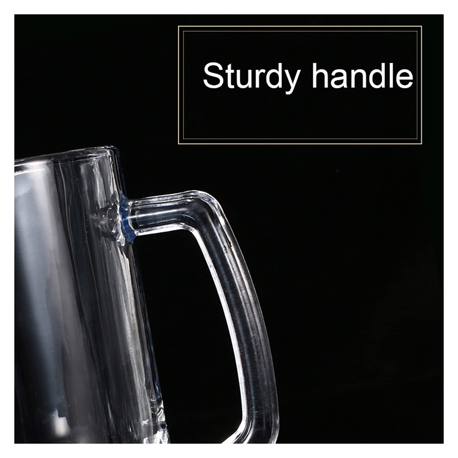 Copas de cerveza,Copas de beber, Vasos de cerveza con asa de 500 ml, ideales for fiestas, vasos reutilizables, material de vidrio, juego de 5 jarras de cerveza