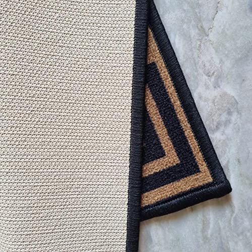Image of Matz&More Anti Slip Carpet Rug for Living Room, Bedroom, Hall, 100 x 150 cm, Indoor Home Decor Floor Mat, Greek Gold Black
