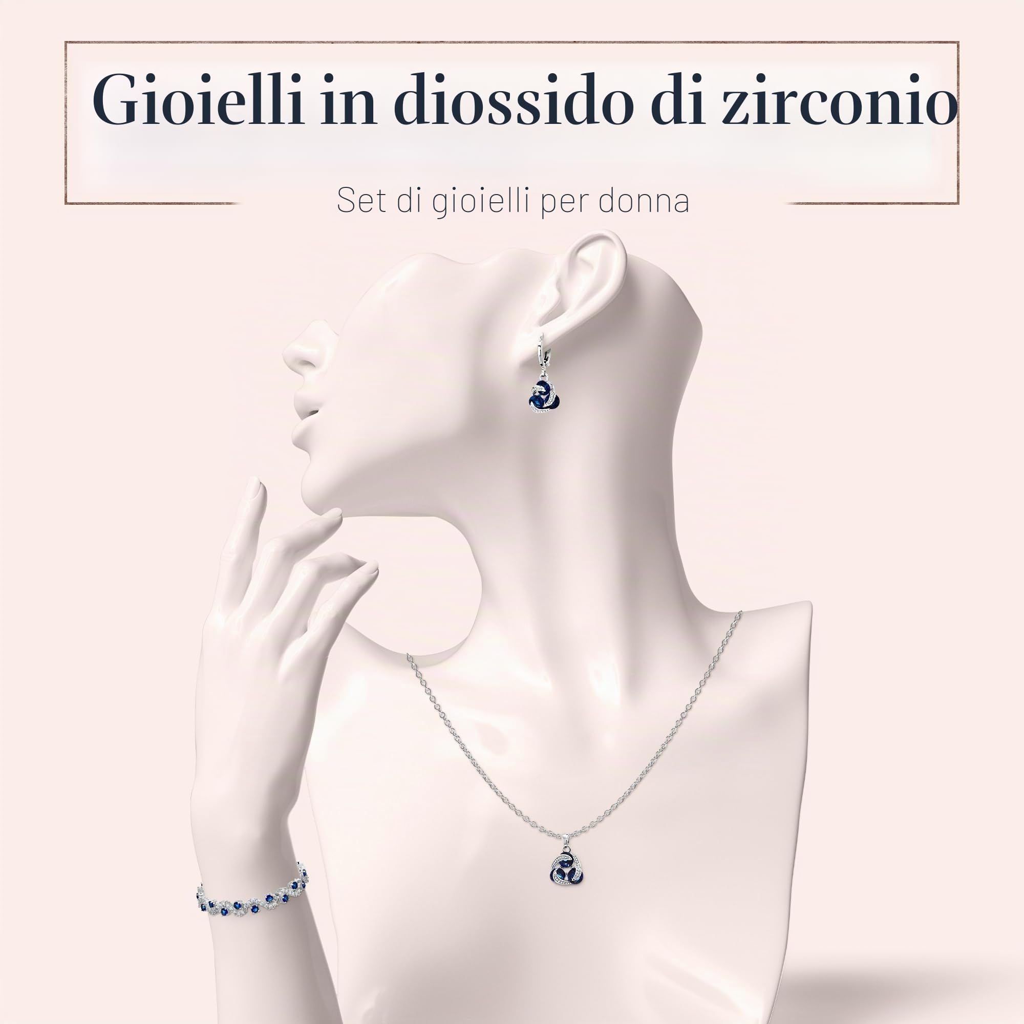 Crystalline Azuria Gioielleria Parures per Donne Nozze Sposa Gioielleria Parure con Collana e Orecchino per la Sposa Zirconia Cubica Damigella D'onore