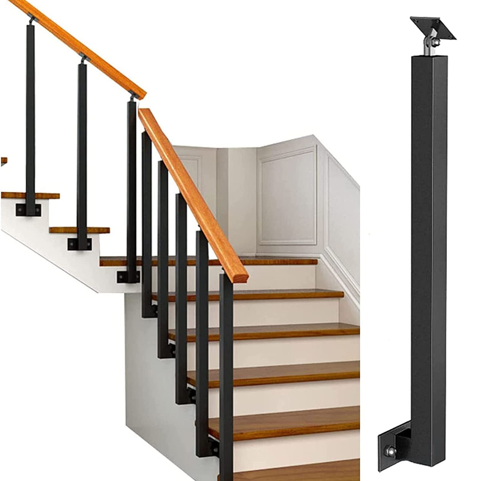 Balustres d'escalier carrés en métal noir de 60 cm pour marches et porche