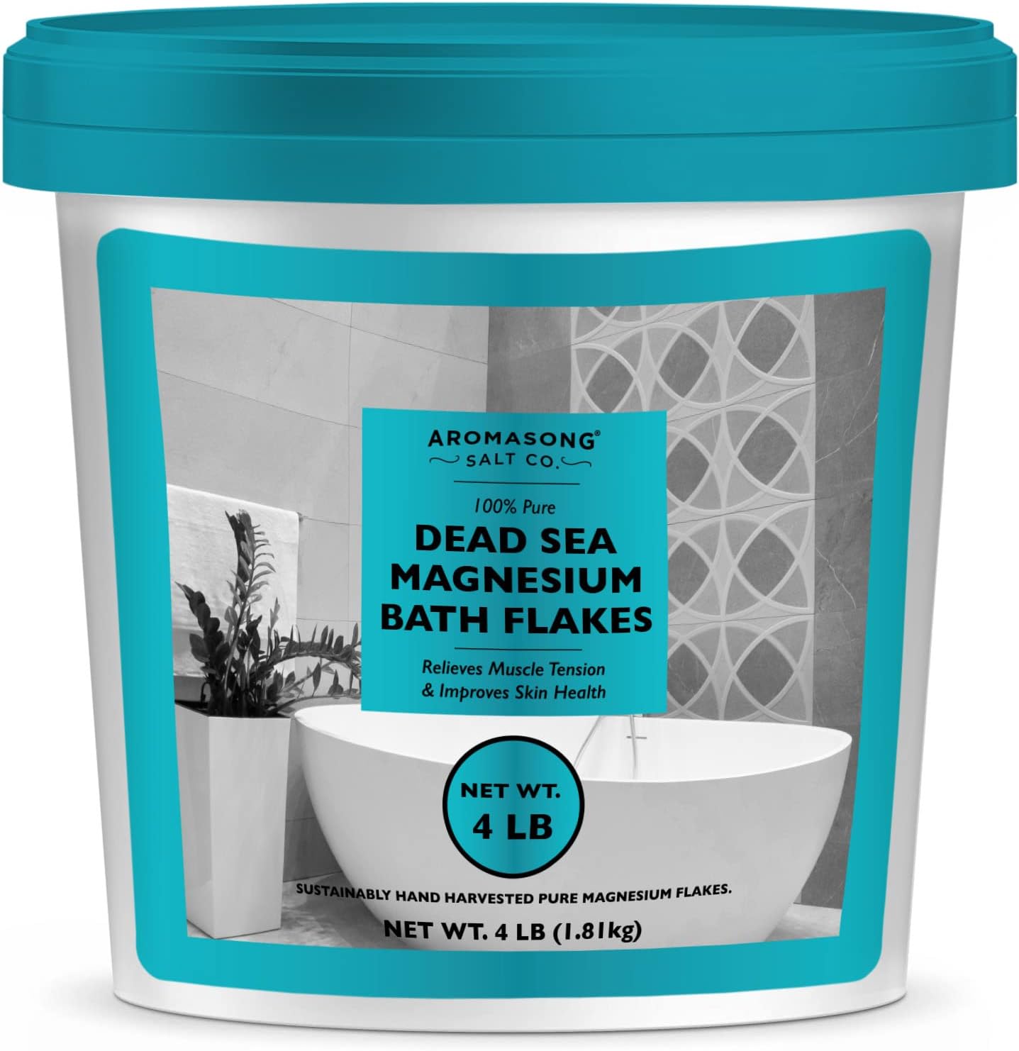 Aromasong Raw Dead Sea Magnesium Flakes for Bath – 4 LB Bulk Bath Salt in Reusable Bucket Aromasong Raw Dead Sea Magnesium Flakes for Bath – 4 LB Bulk Bath Salt in Reusable Bucket