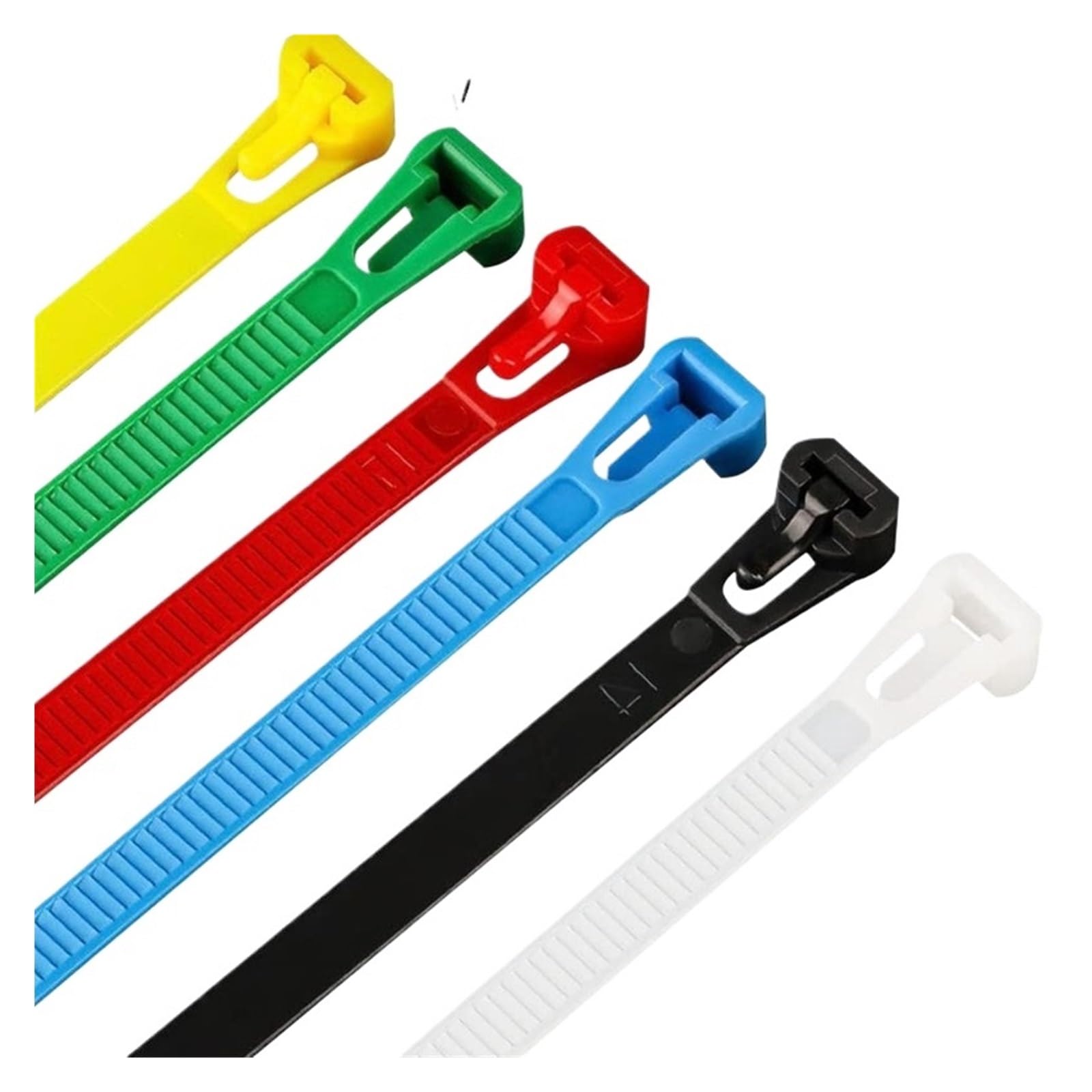 Fascetta regolabile con fibbia, robusta 100 pezzi, cavo in nylon staccabile, filo avvolgente regolabile, rimovibile (5 x 300 mm)