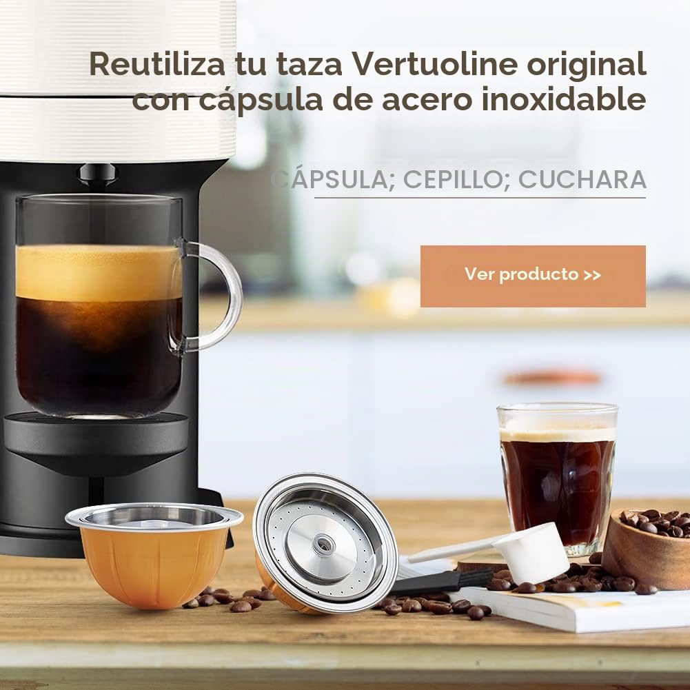 Sesama Vertuo Series - Cápsula de café reutilizable de acero inoxidable compatible con VERTUO Next & VERTUO POP & VertuoPlus y Delonghi ENV135S Cápsulas de café reutilizables Nespresso