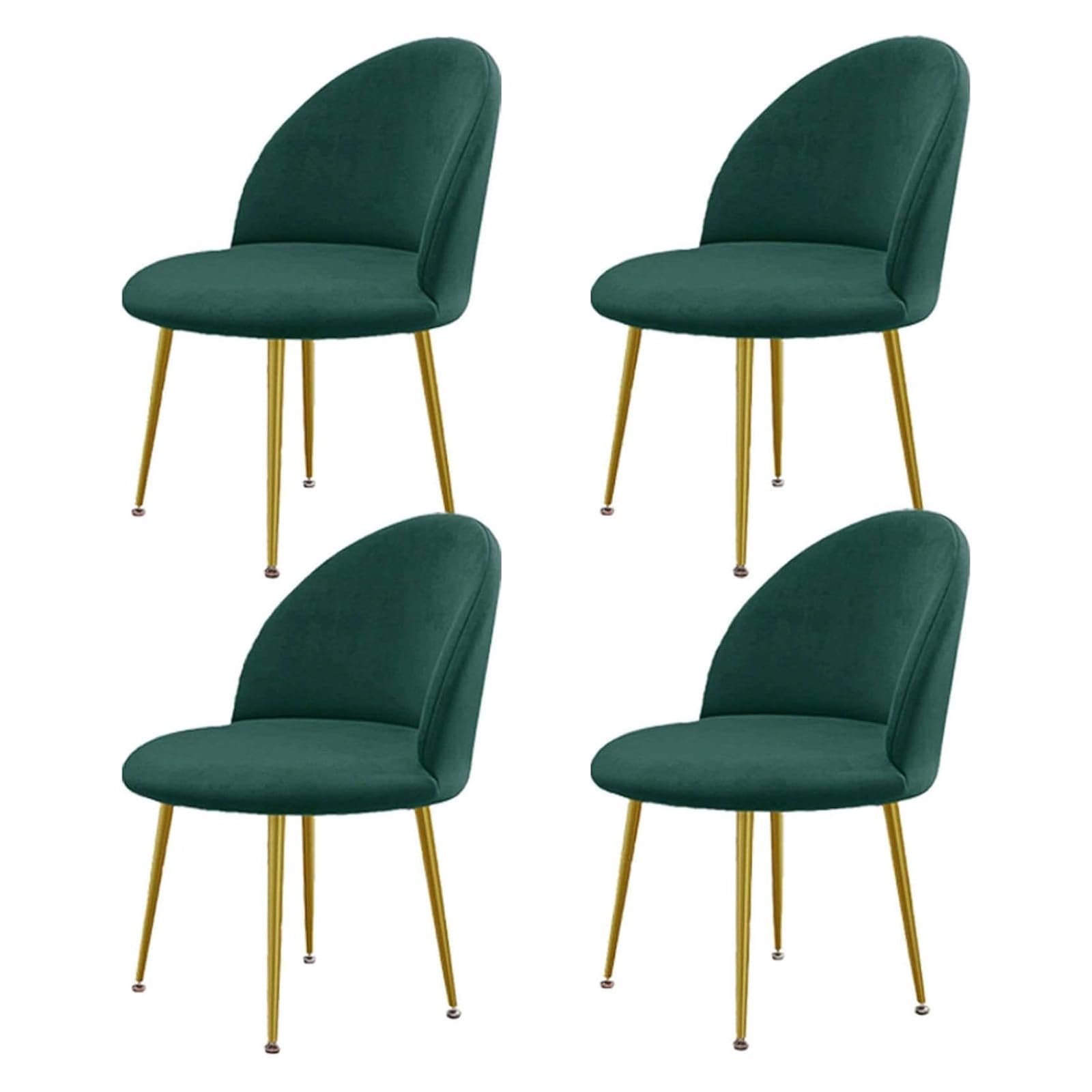 Velvet Curved Back Chair Covers, Soft Dining Chair Cover Removable Armless Short Back Chair Protector Cover for Living Room Hotel(Dark Green,4PCS)
