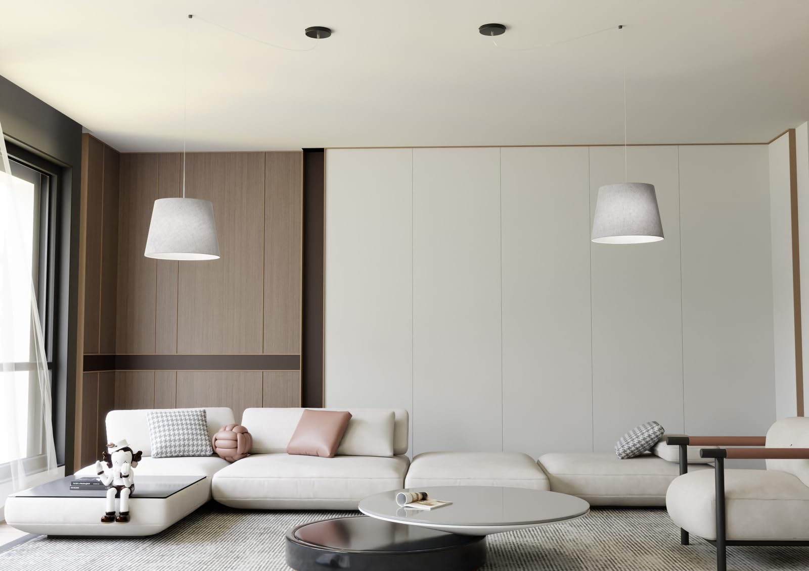 Suspensión 1 Luz Ascot Con Pantalla Gris
