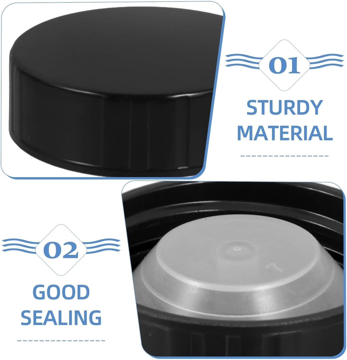 8 Pcs Round Screw Cap Cone Lid Black Plastic Reusable Tight Closure Leak Proof Bottle For Growler Bottles Beer